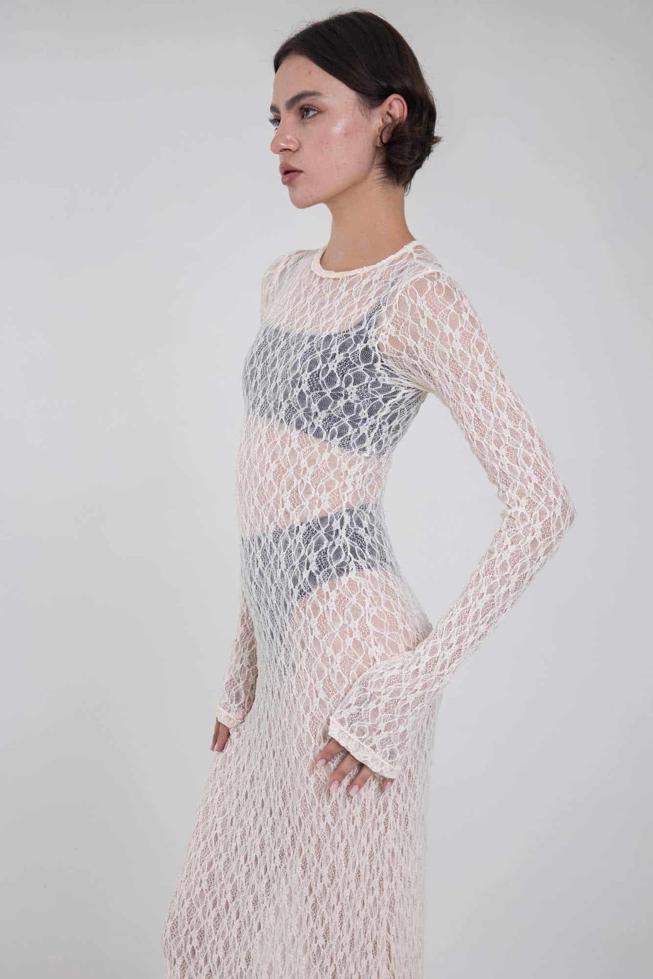 SERENA MARFIL LACE DRESS - miniatura 4