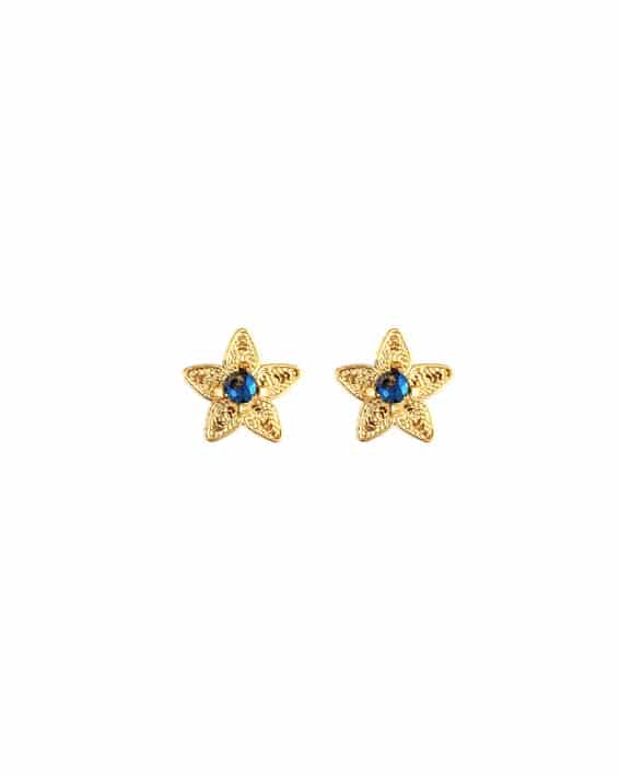 Aretes mini filigrana y cristal azul, Estrellita - miniatura 1