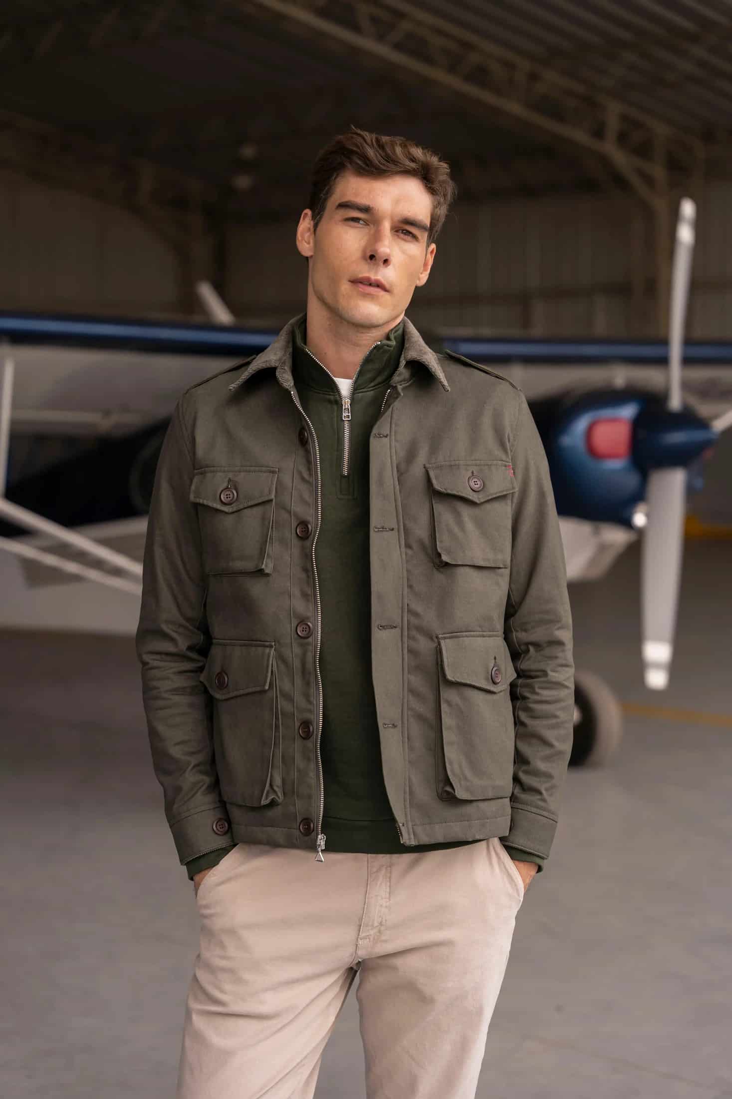 Halfzip Premium Comfy Hombre Verde Militar - miniatura 3