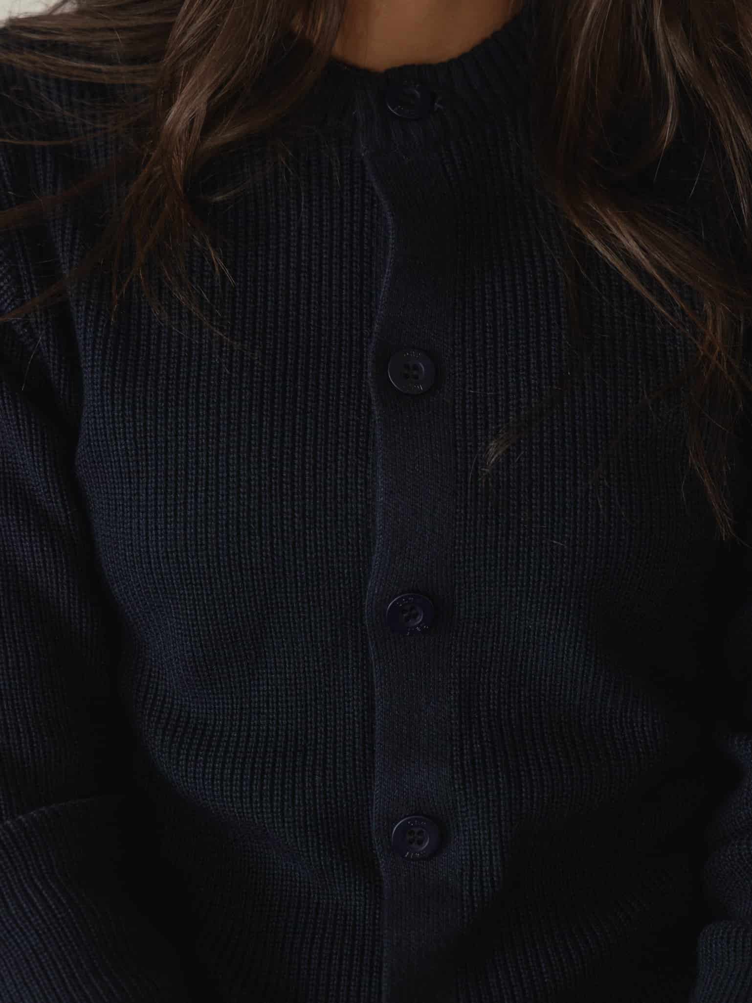 HEAVY RIB KNIT CARDIGAN - STEEL BLUE - miniatura 5