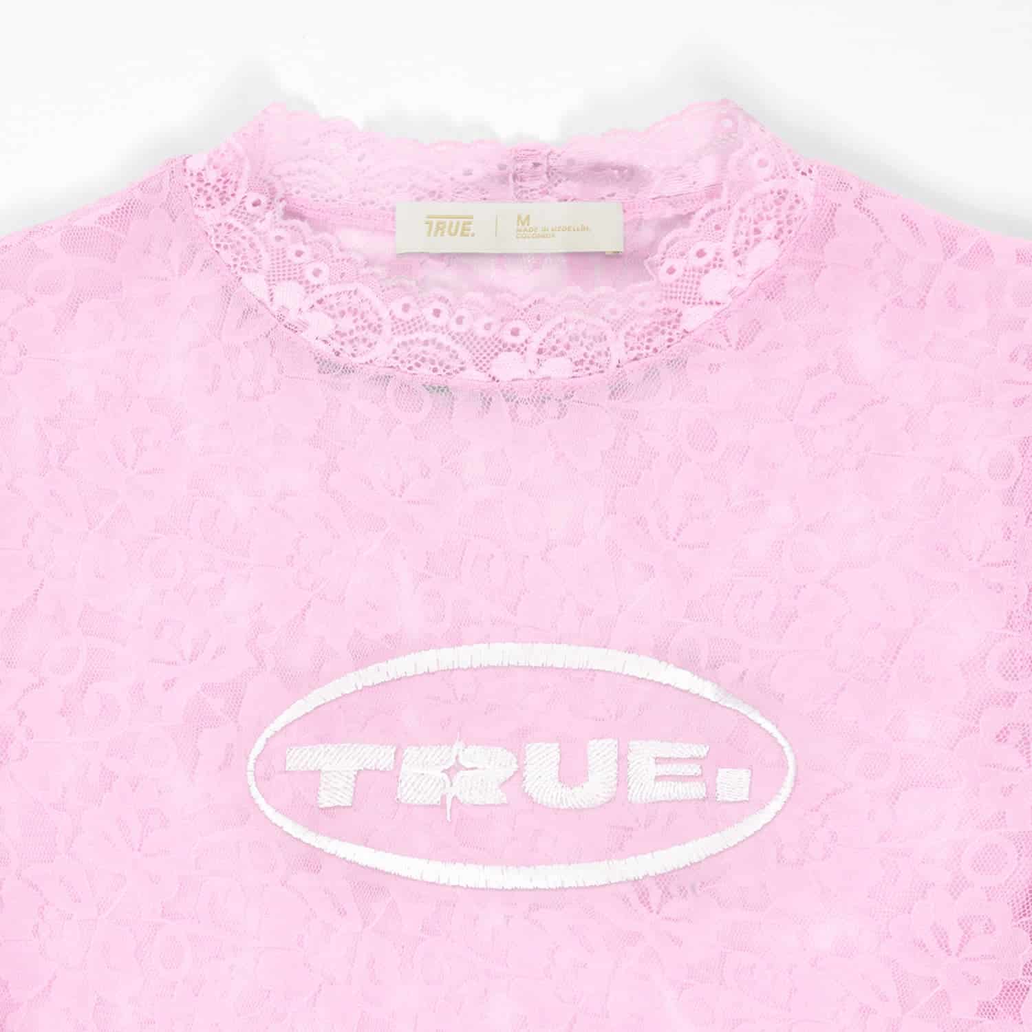 Floral Lace Baby Tee - Pink - miniatura 3
