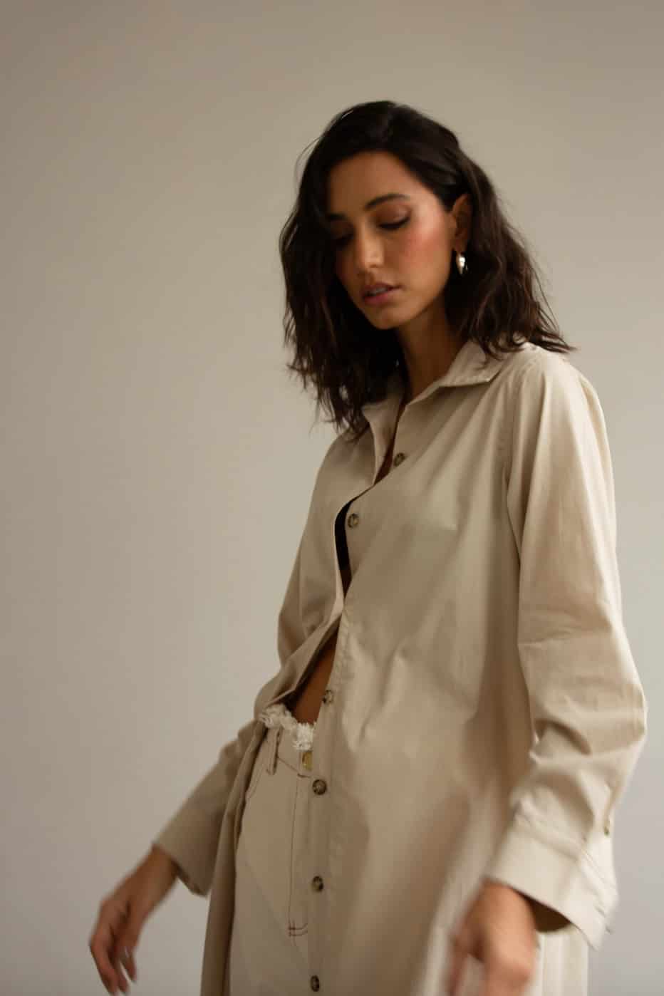Camisa Nesta de algodón | Taupe - miniatura 1