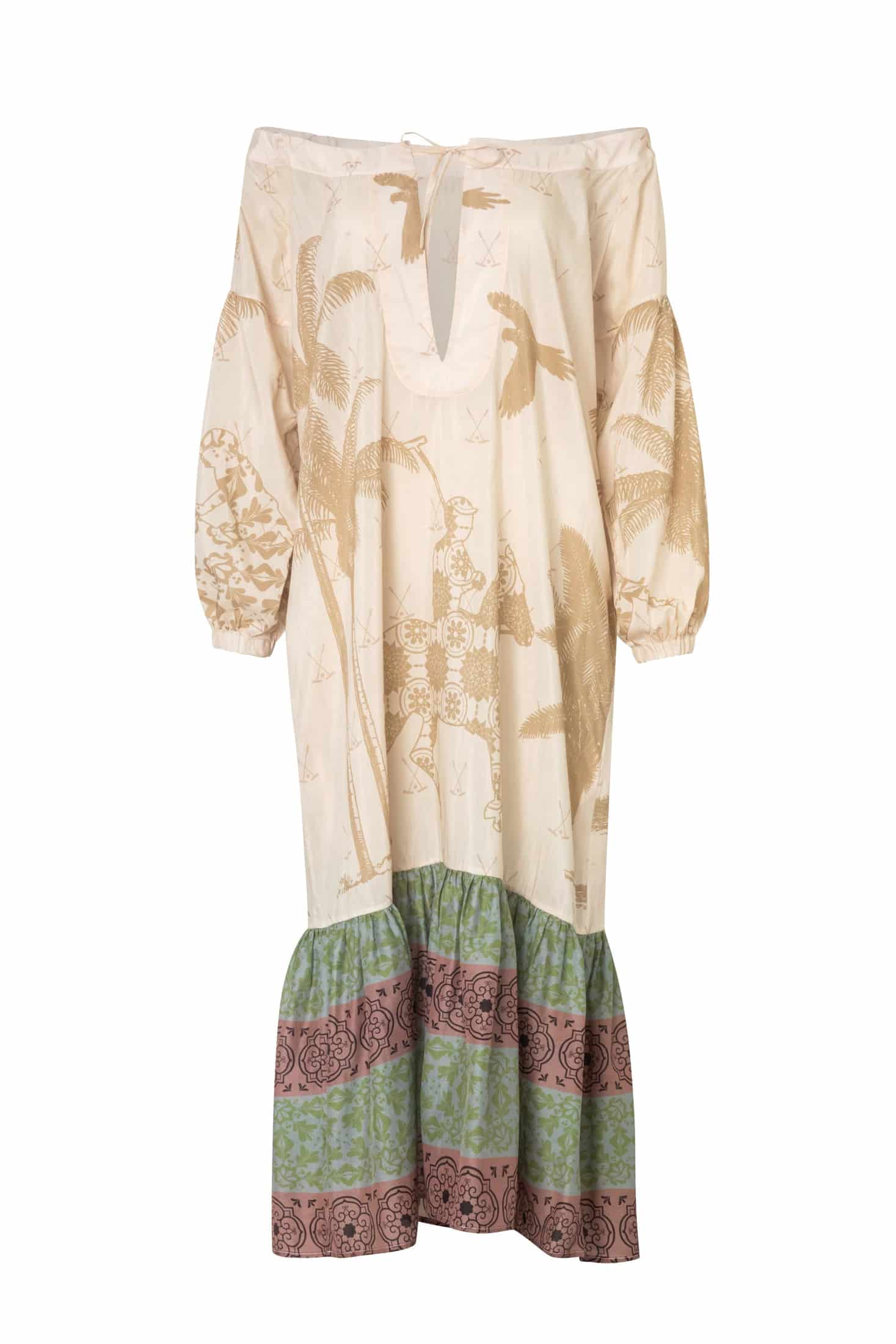 Chiapas Cotton-Silk Midi Dress / Ivory Palms - miniatura 1