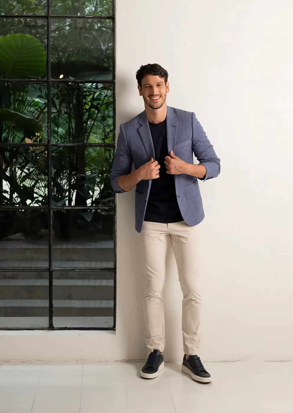 Blazer Classic Fit Paño Cuadros Azul Medio - miniatura 2