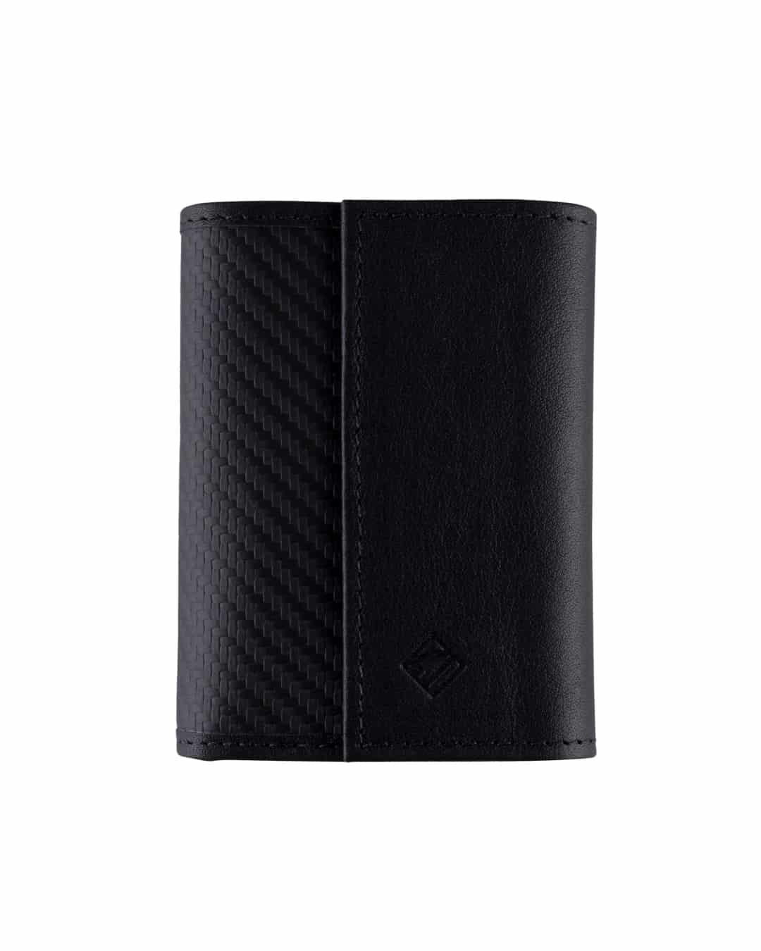 Billetera Imán de Cuero (Negra - Carbono) — Con Grabado de Iniciales - miniatura 1