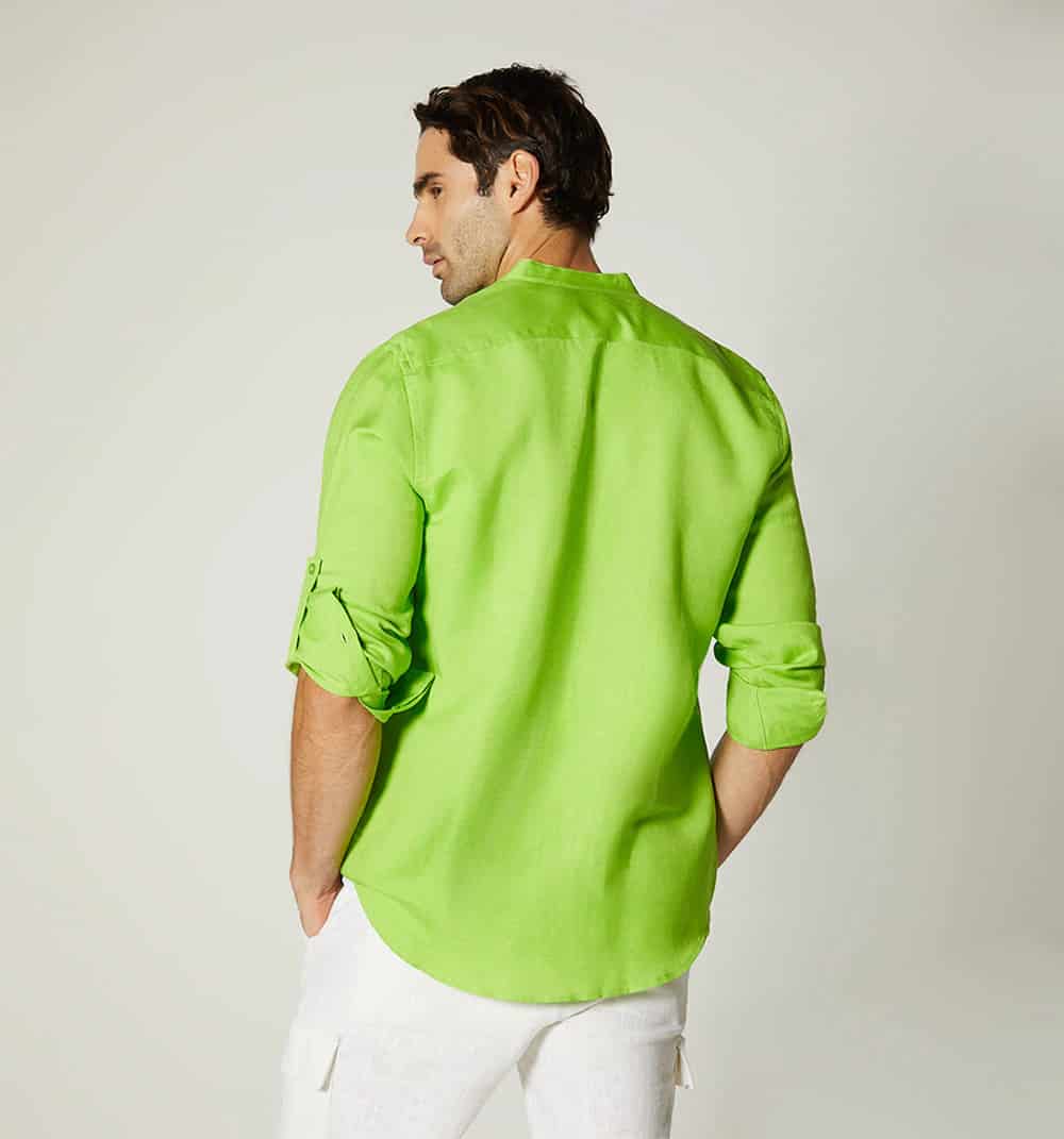 Camisa para hombre en lino cuello nerú m - miniatura 4