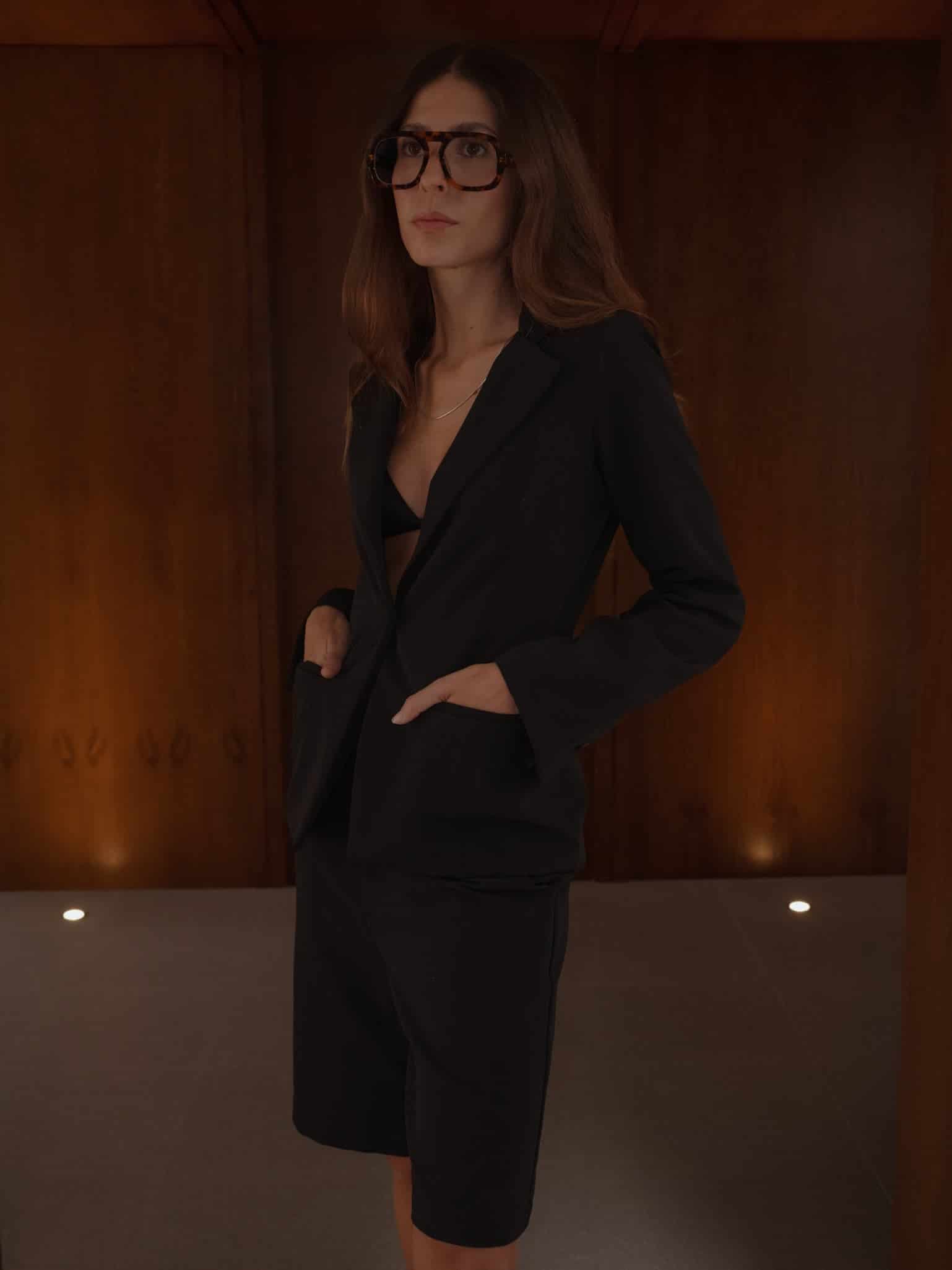 WAIST CLASSIC BLAZER - BLACK - miniatura 5