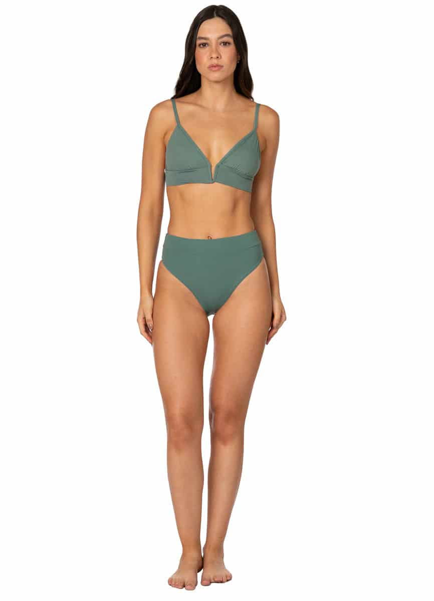 Maaji Eucalyptus Green Parade Long Line Triangle Bikini Top - miniatura 6