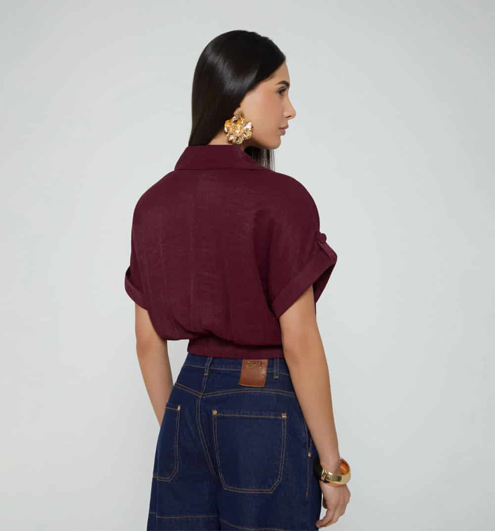Blusa  manga corta cruzada - miniatura 4