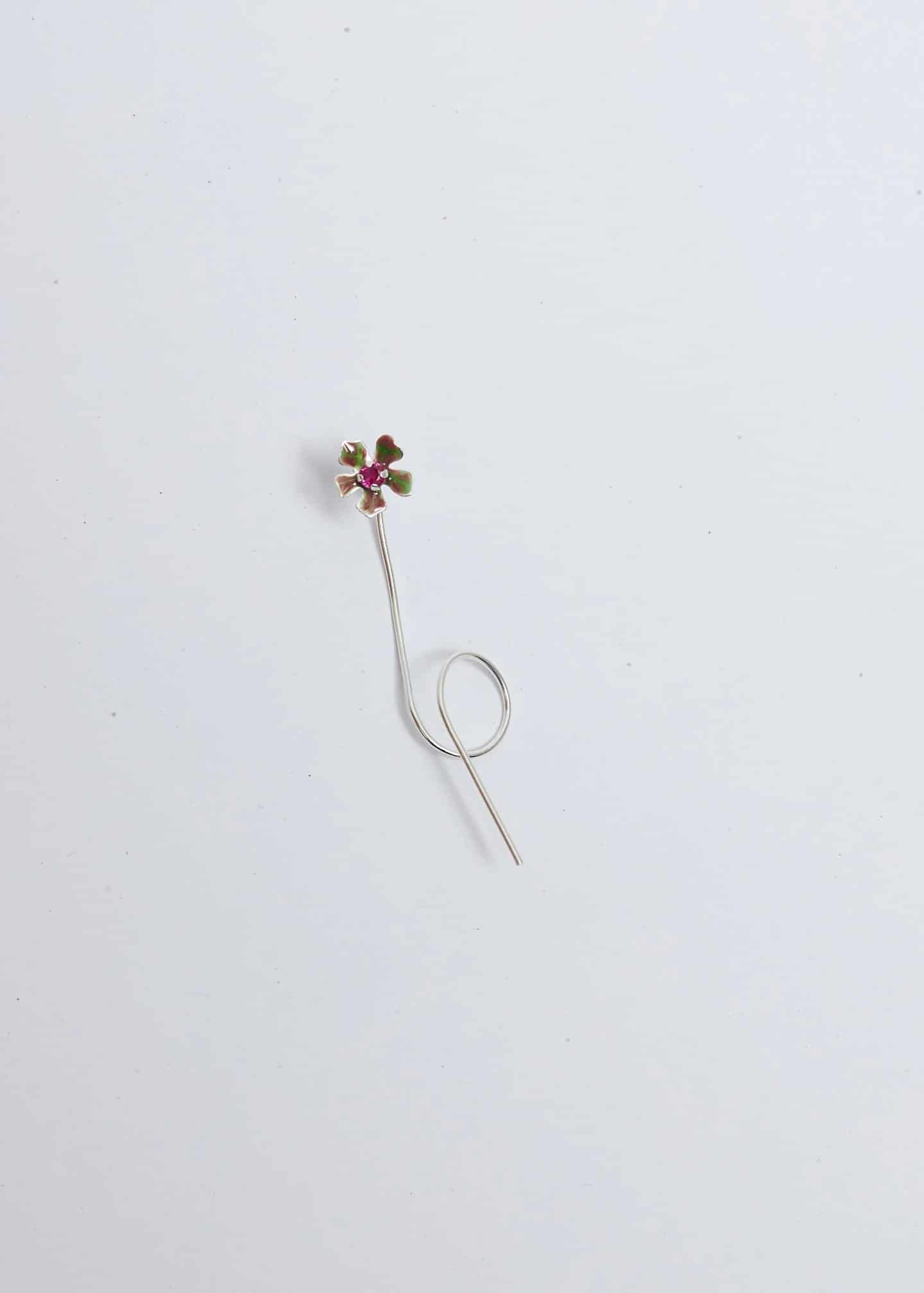 Aretes Bromelia micro Plata - miniatura 3