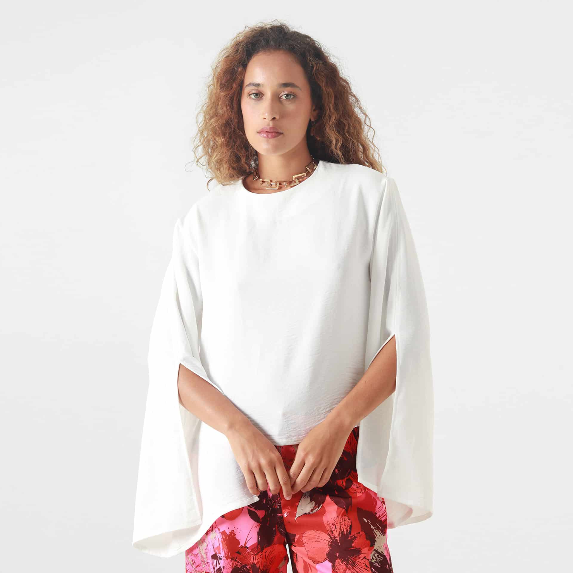 Blusa Cuello Redondo Manga Abierta - miniatura 1