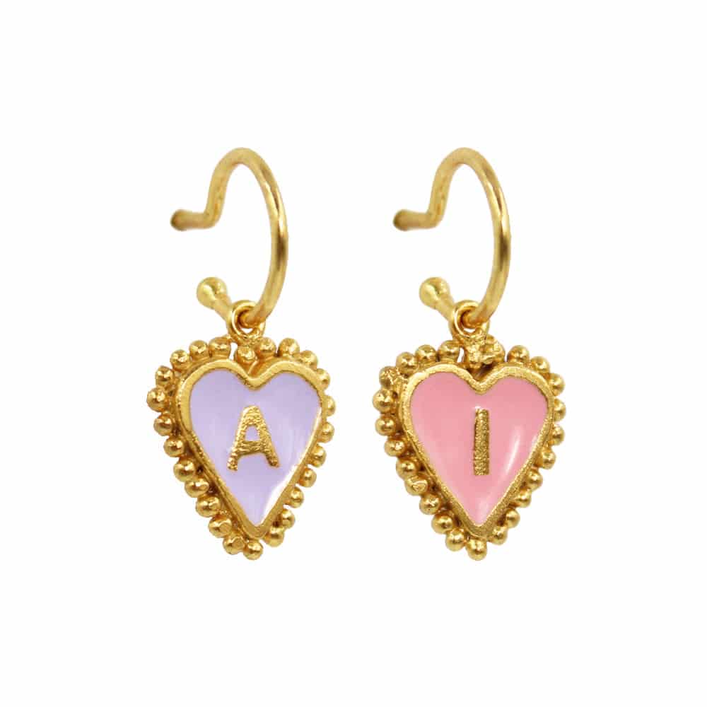 PreOrder Baby Hoops 9mm Letra Heart Plata - miniatura 2