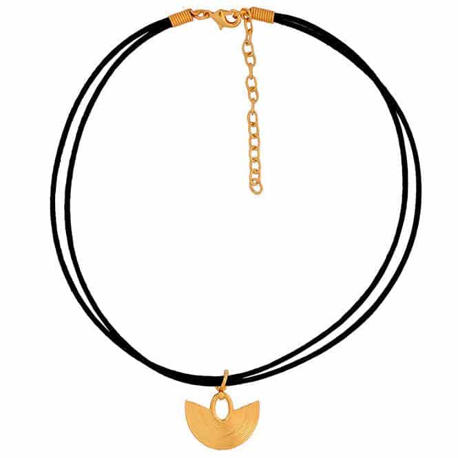 Collar Choker Negro y Dije Pequeño Nariguera Filigrana Lisa Sinú - miniatura 1