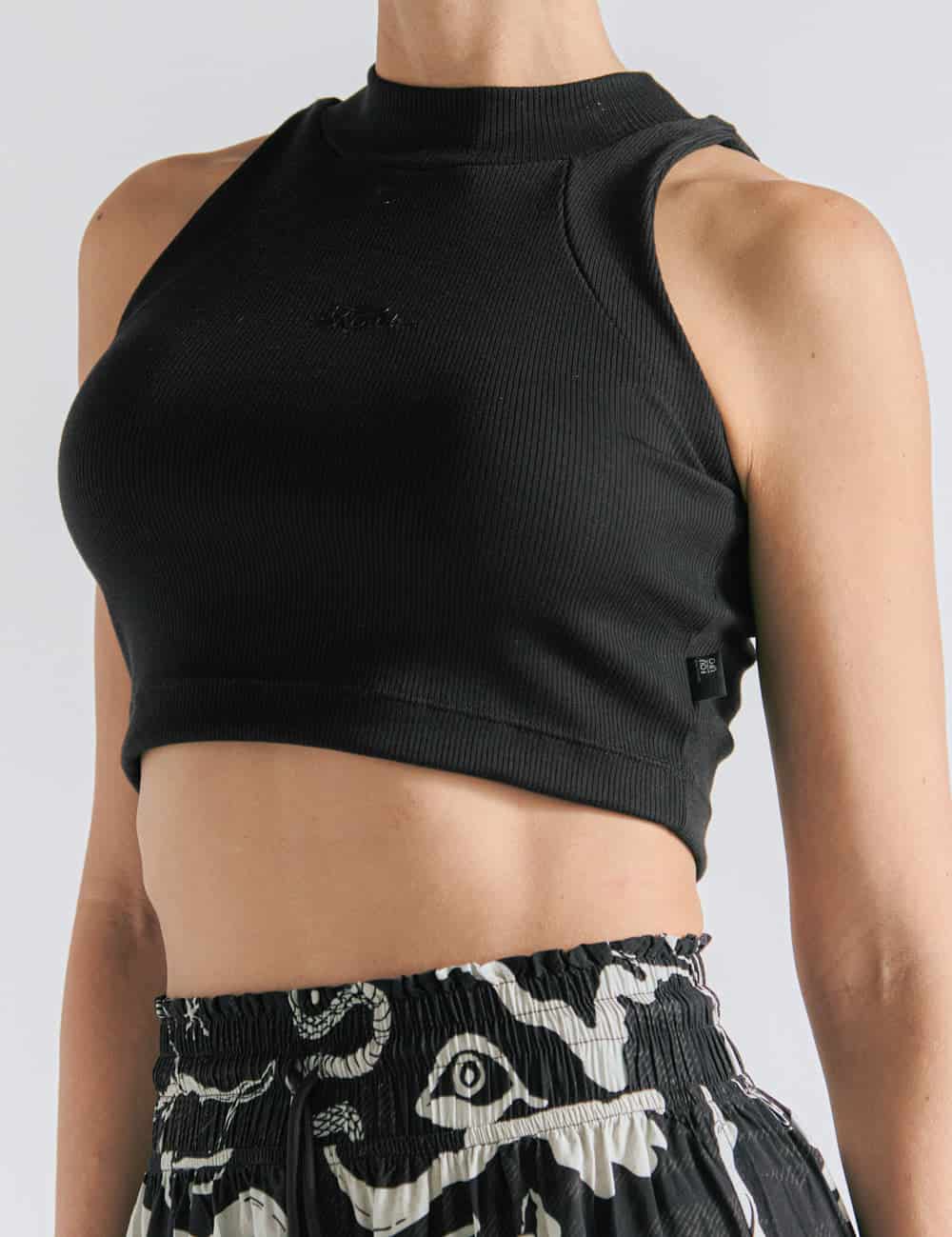 Crop Top Raglan  negro Mujer - miniatura 2