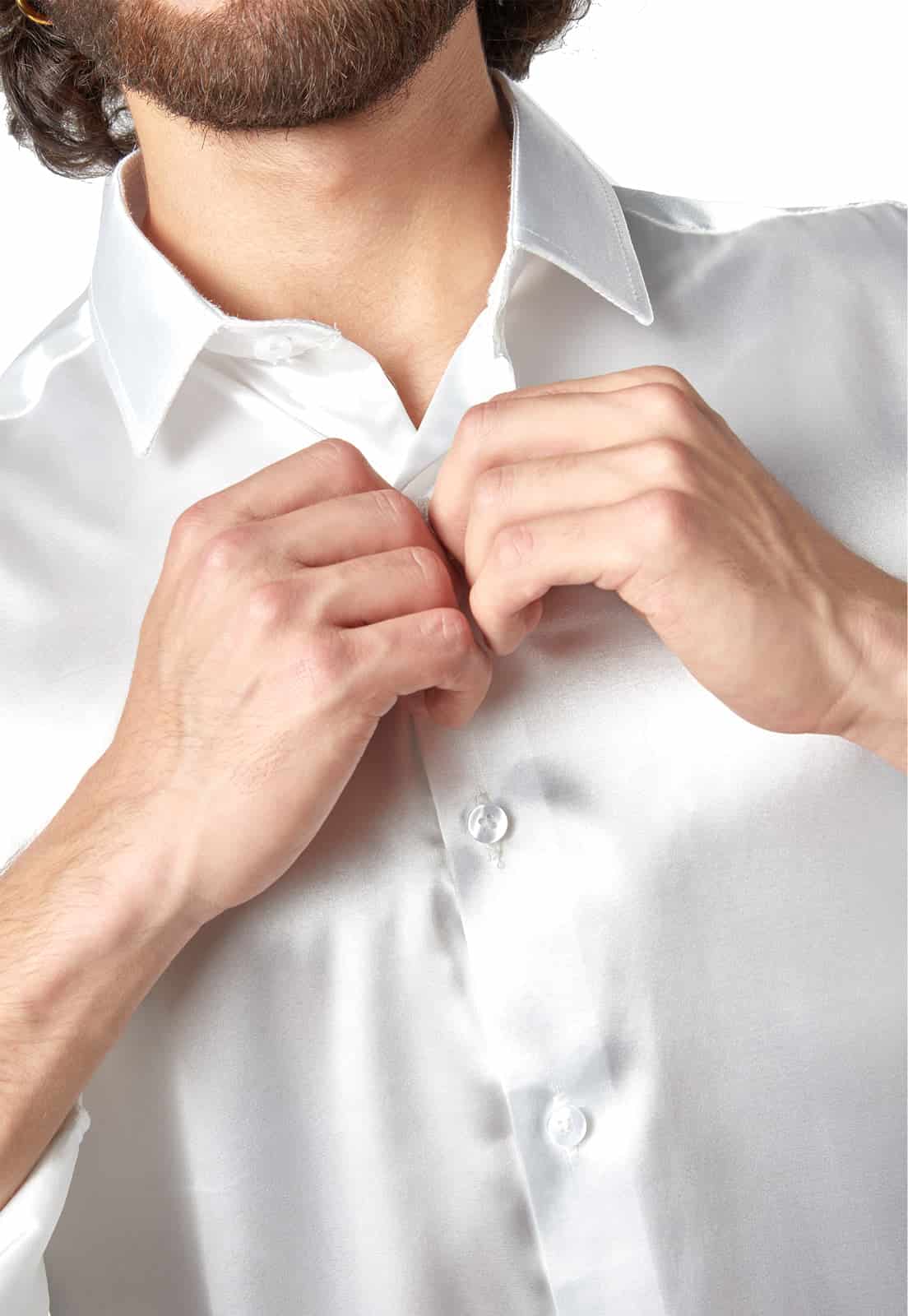 Camisa blanca en satin - miniatura 5