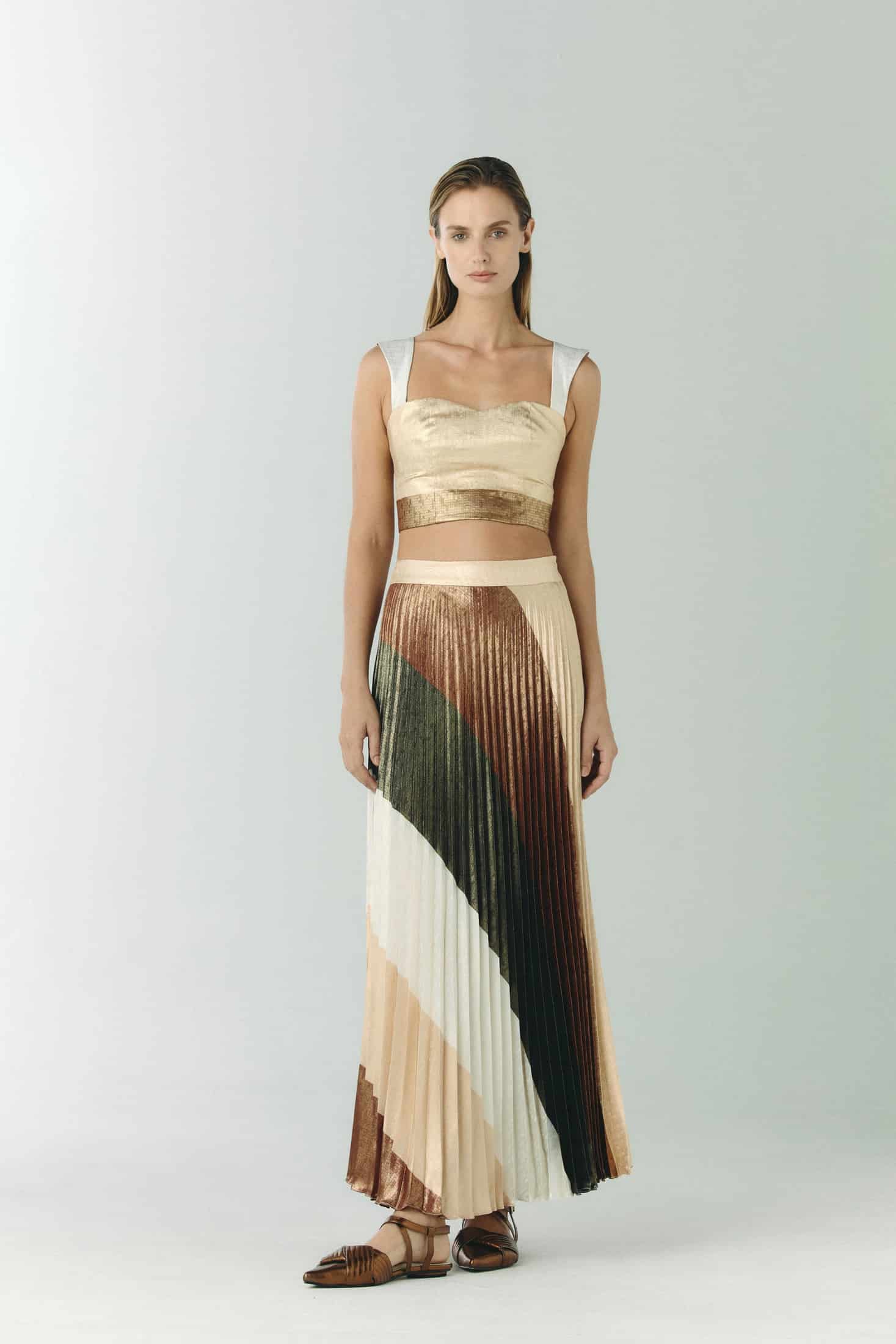 Calima Silk Jacquard Crop Top / Terra Stripes - miniatura 2