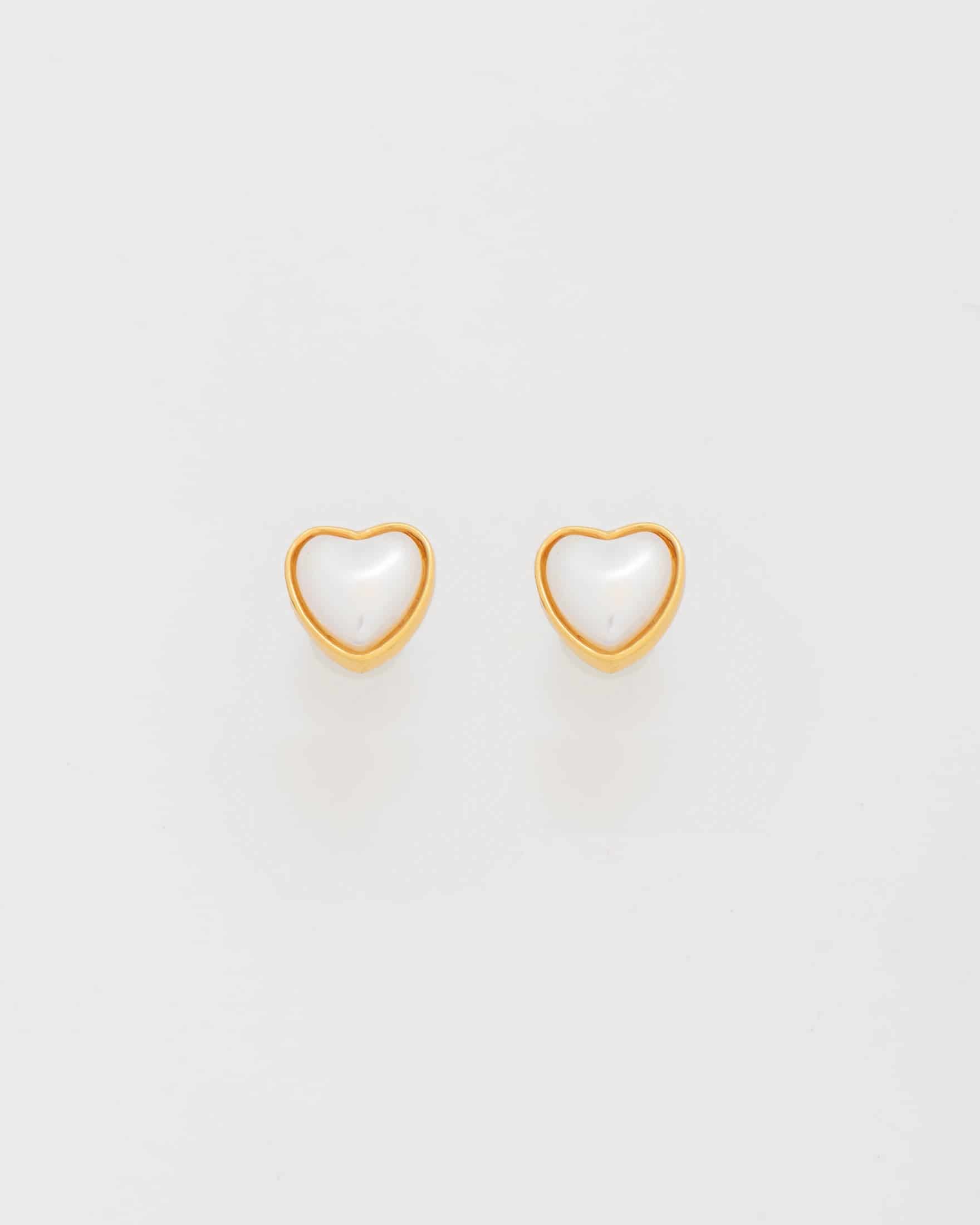 Aretes Mini Corazón Perla - miniatura 2