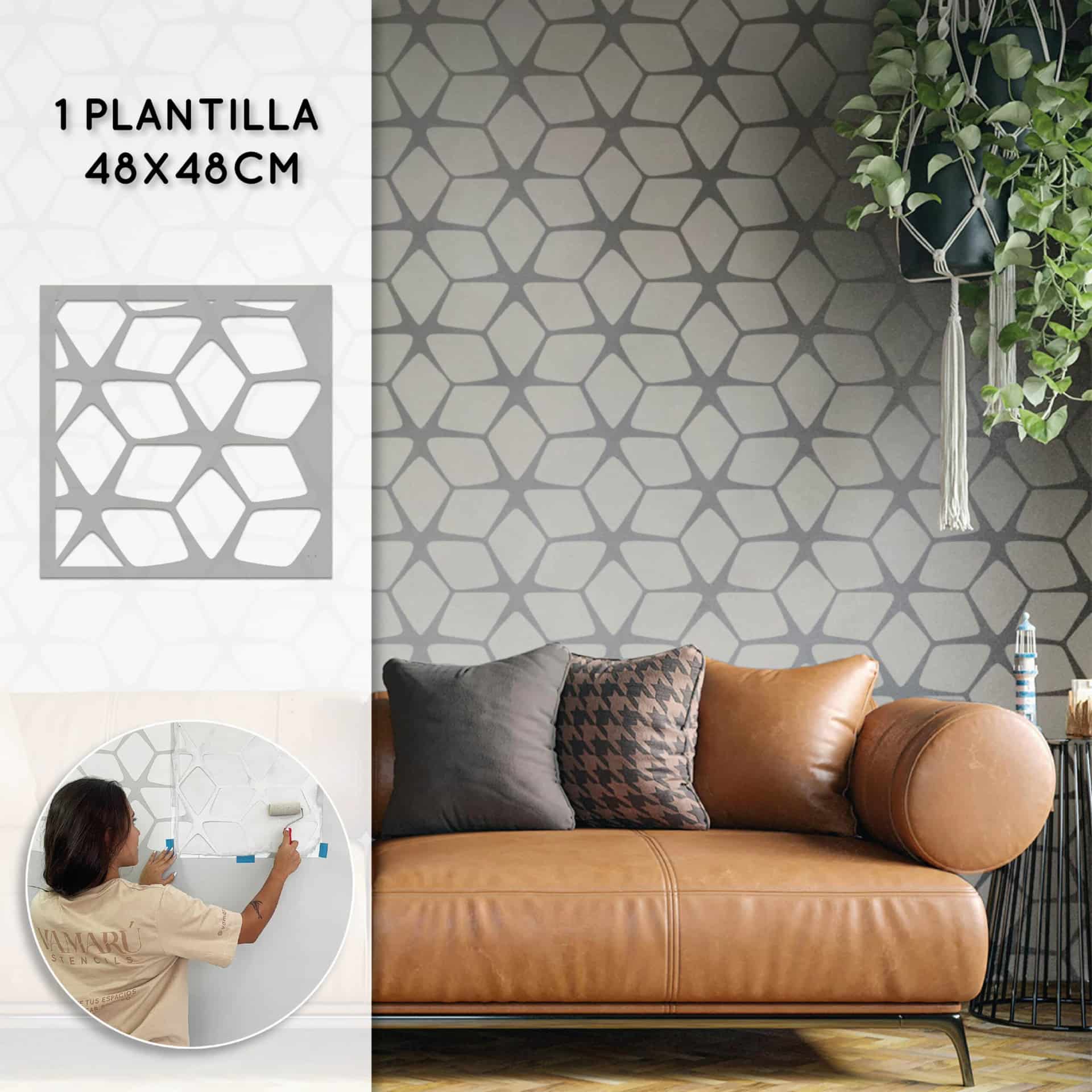 Plantillas para pintar, Vamarú Stencils, Colección Agata 48x48cm, 1und - miniatura 1