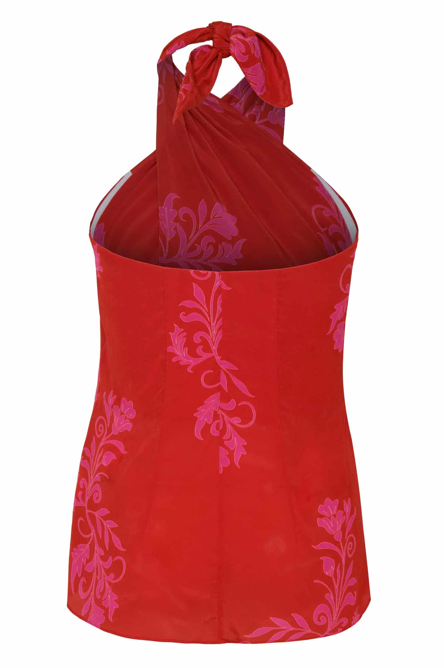Cayetana Silk Crepe Blouse /  Red & Fuchsia Buganvilias - miniatura 4