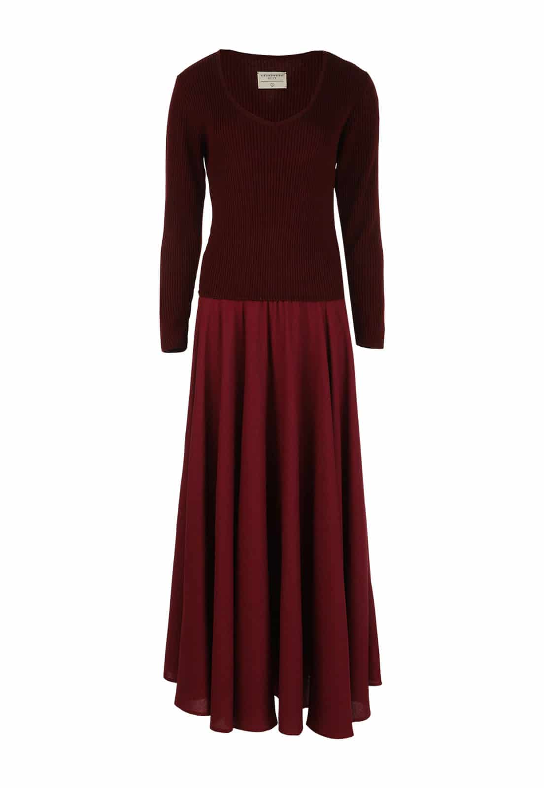 PLUM KNIT AND LINEN DRESS - miniatura 1