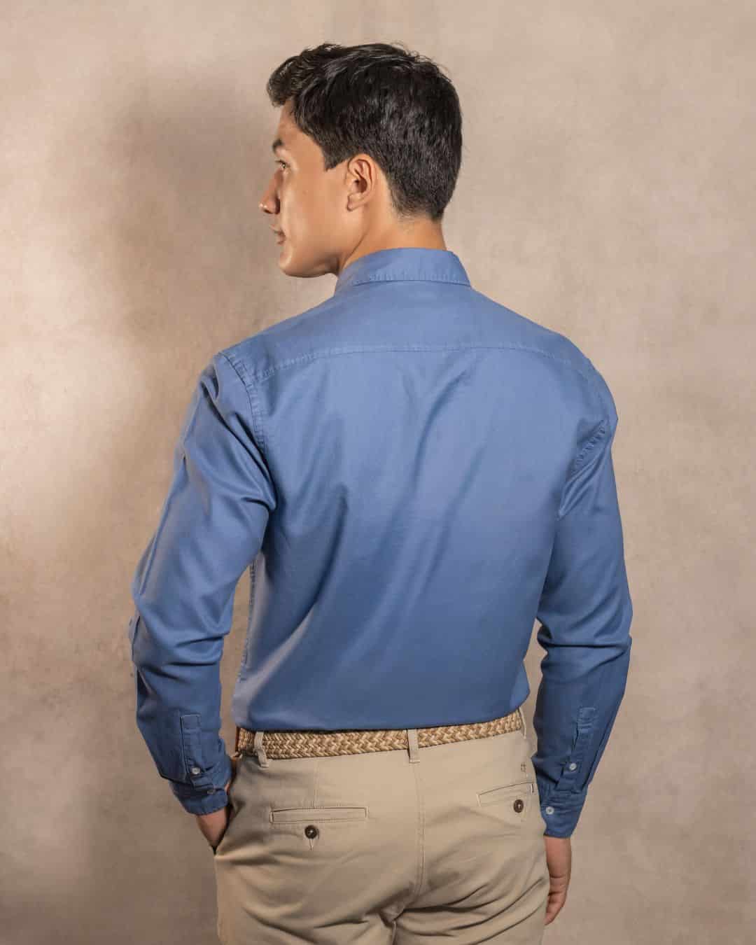 Camisa Antimanchas Oxford Azul Chino - Talla Regular - miniatura 4
