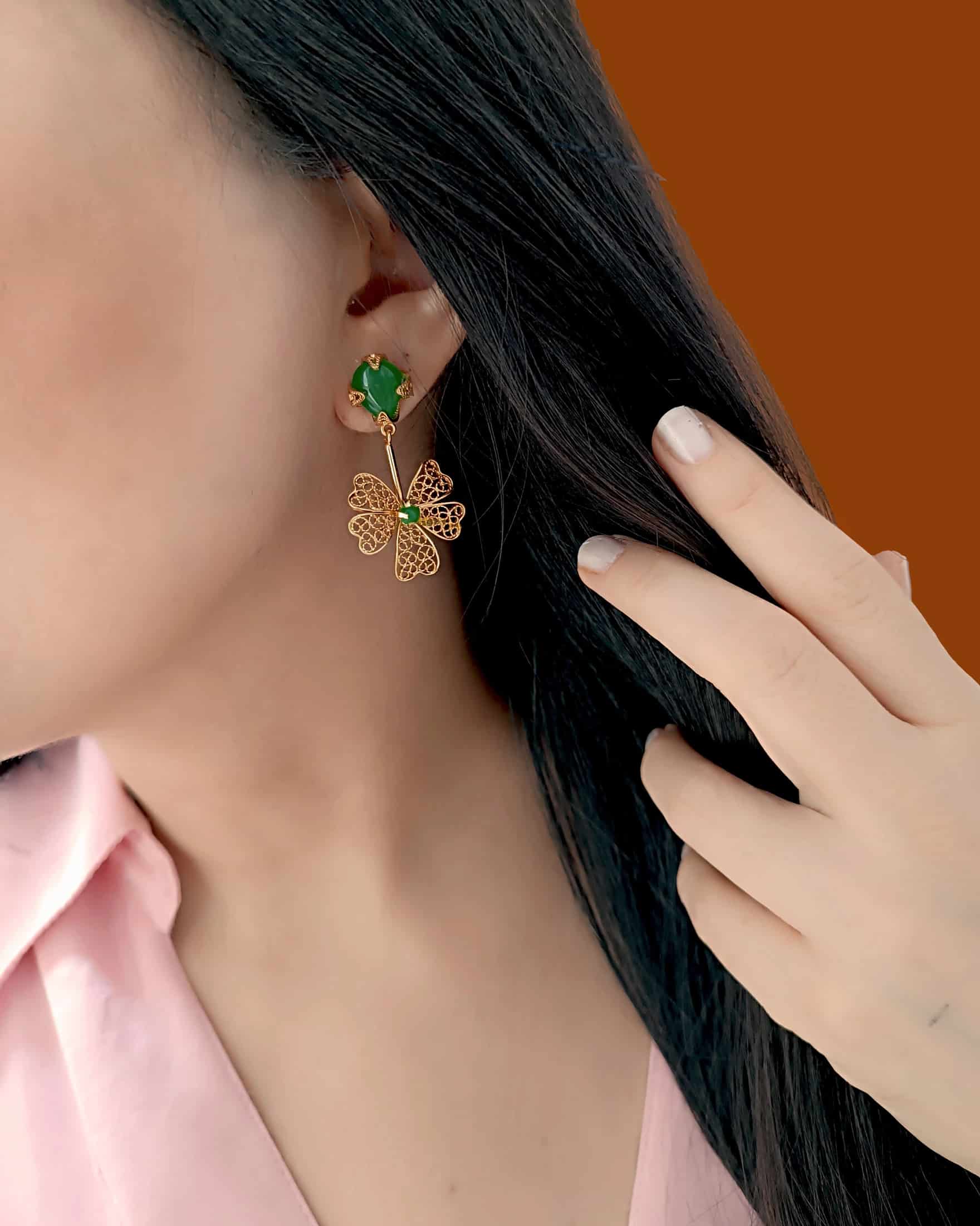 Aretes filigrana Alegría con jade - miniatura 2