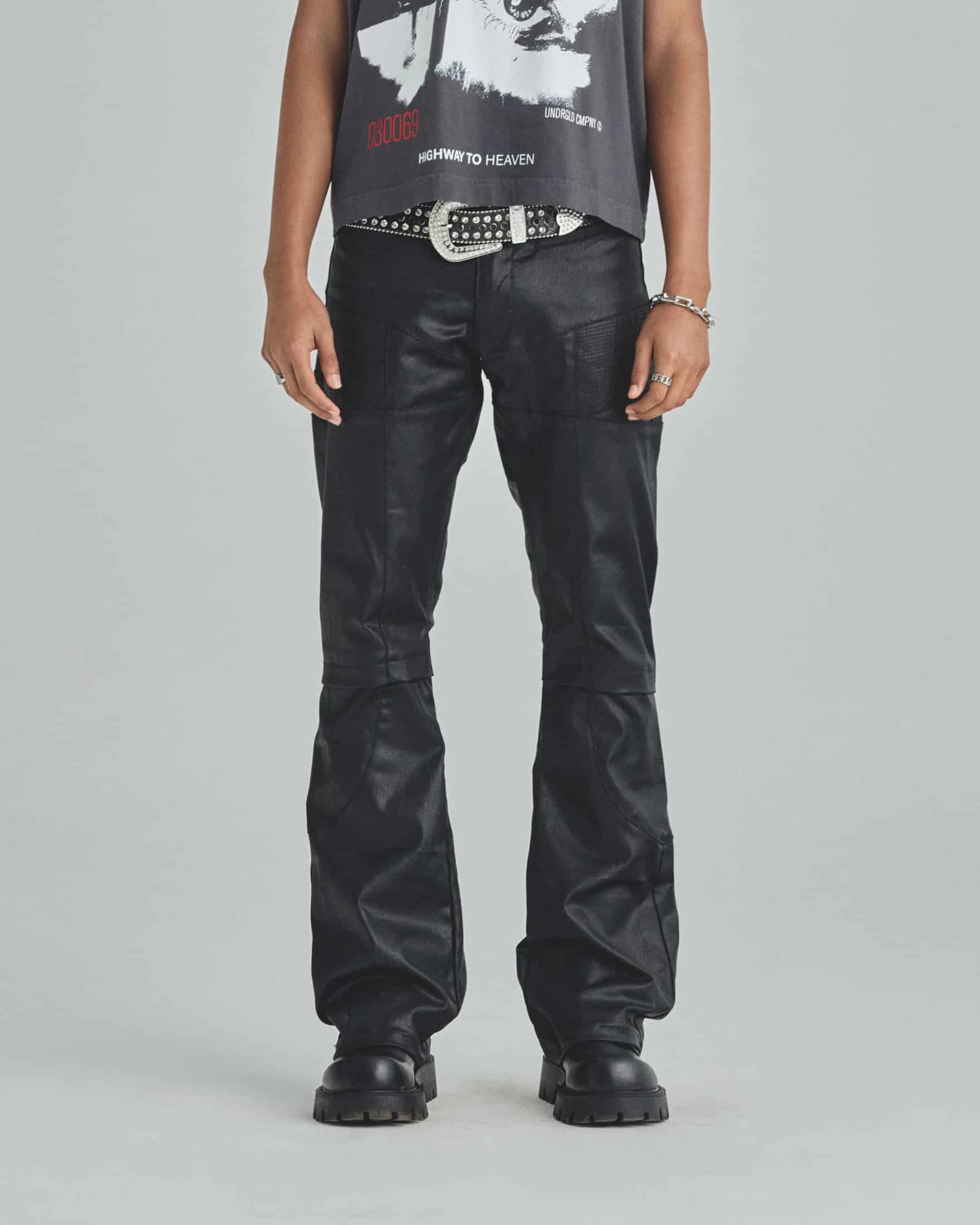 Basics Pleather Flare Pants Black - miniatura 2