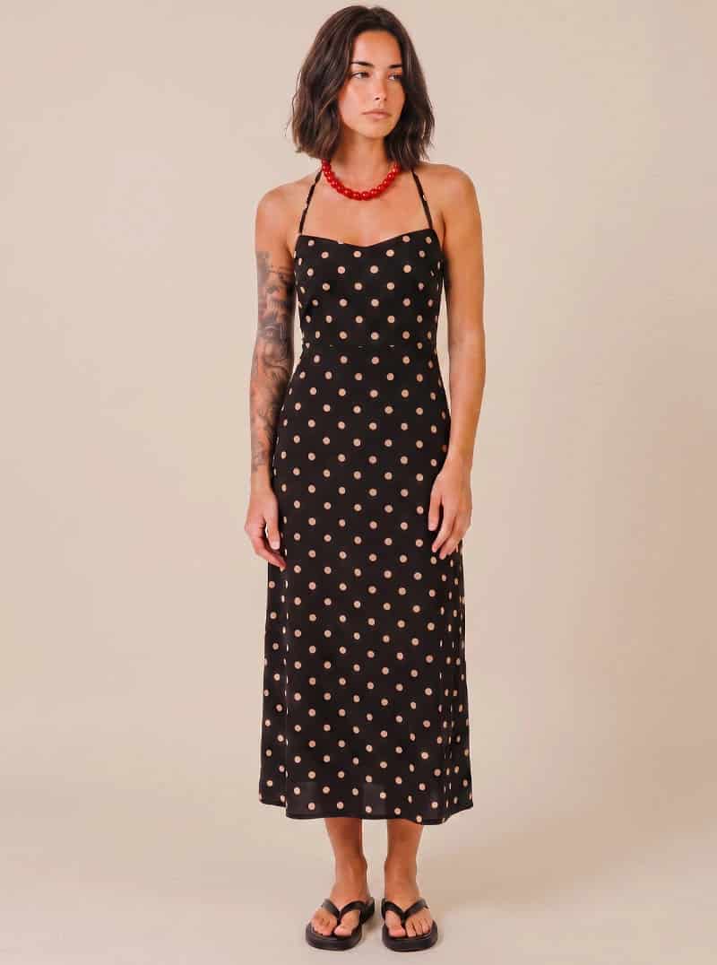 VESTIDO DOTS CAMEL - miniatura 1