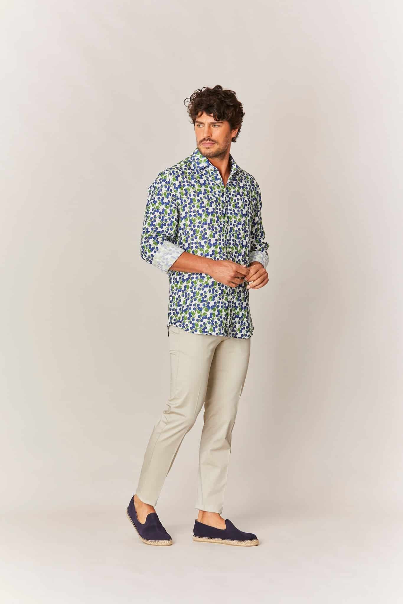 Men's linen shirt navy gooseberry - miniatura 3