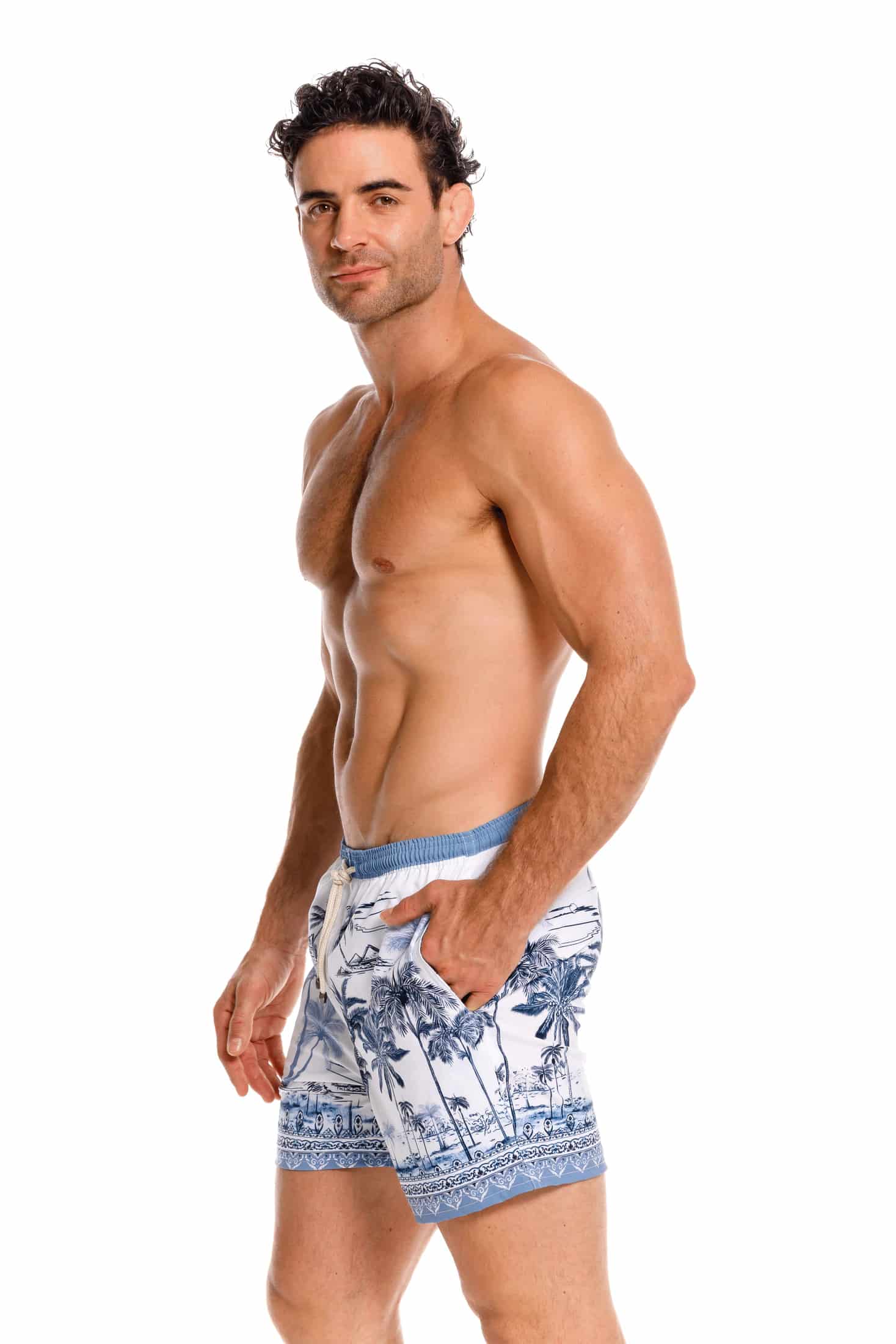 Pantaloneta Hombre Palmeras Azul - miniatura 3