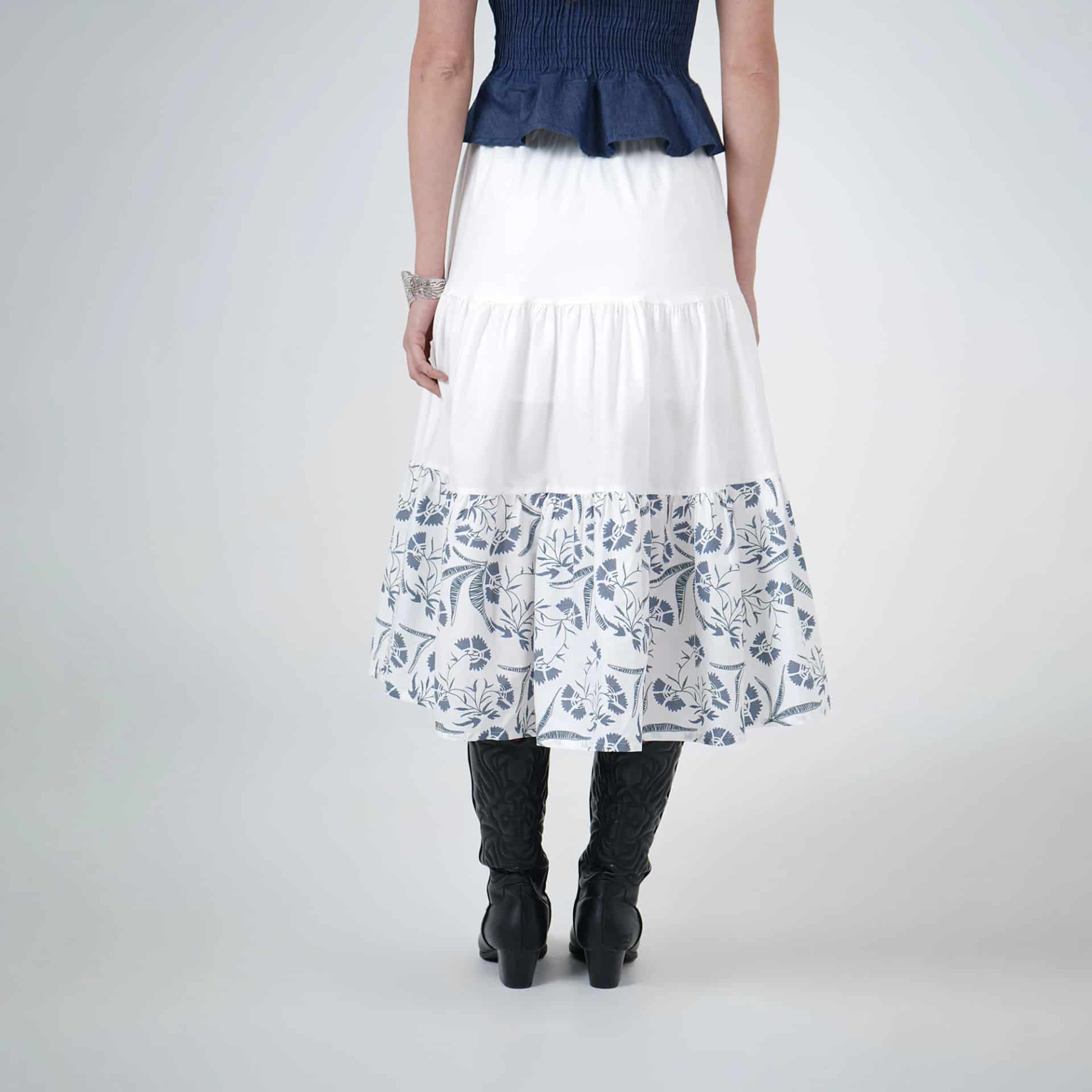 Falda larga silueta en a con estampado flores - miniatura 4