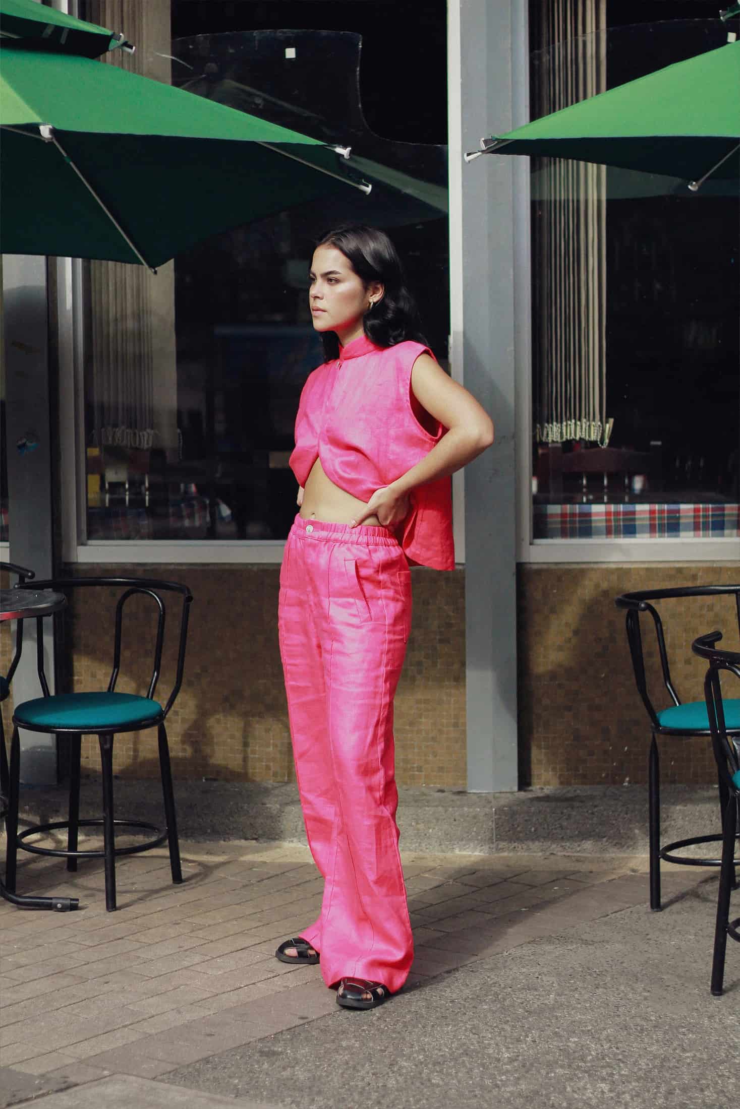 Pantalón Serre de lino | rosado Hot Pink - miniatura 5