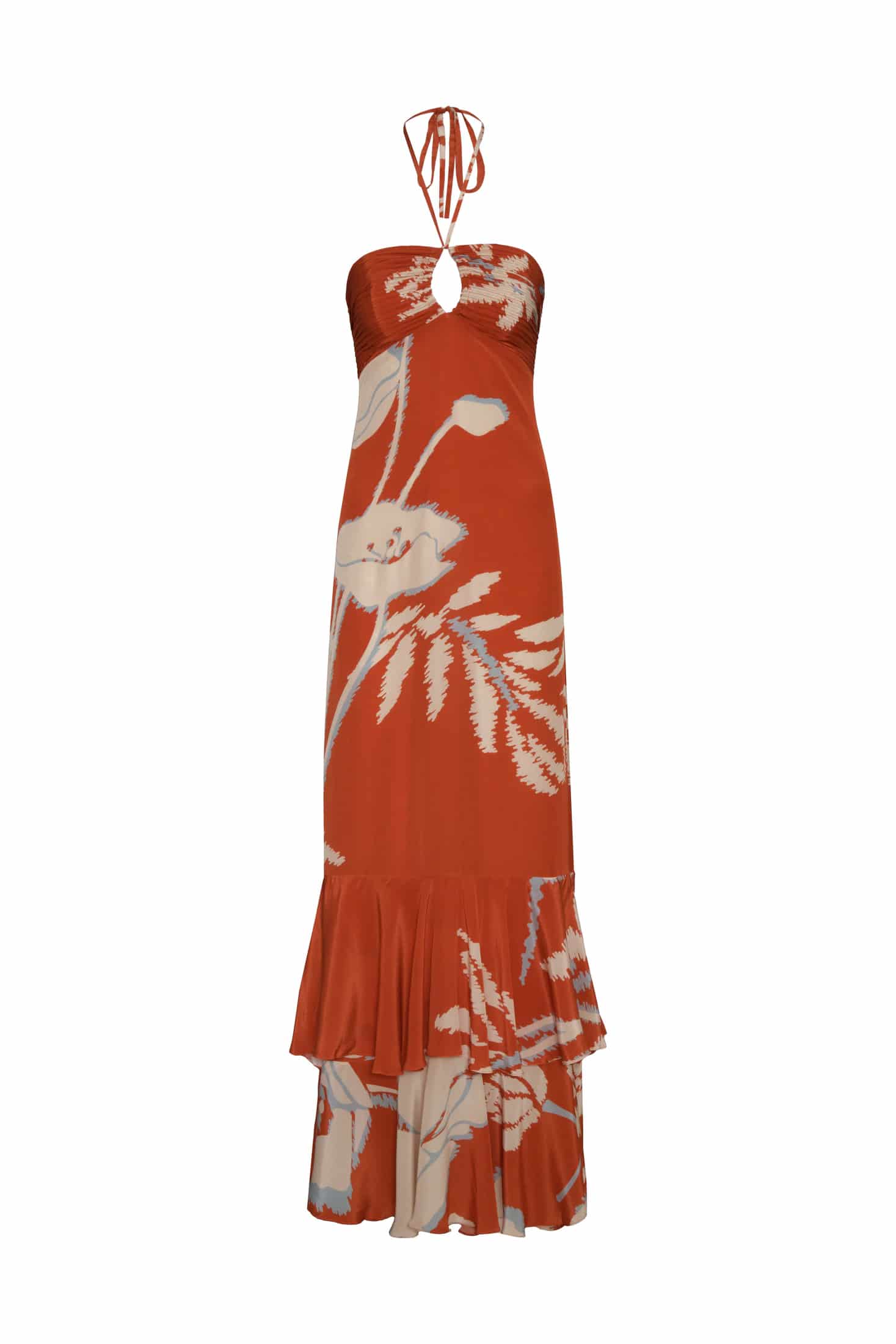 Sevillana Crepe Chine Dress / Orange Gladiolos - miniatura 1