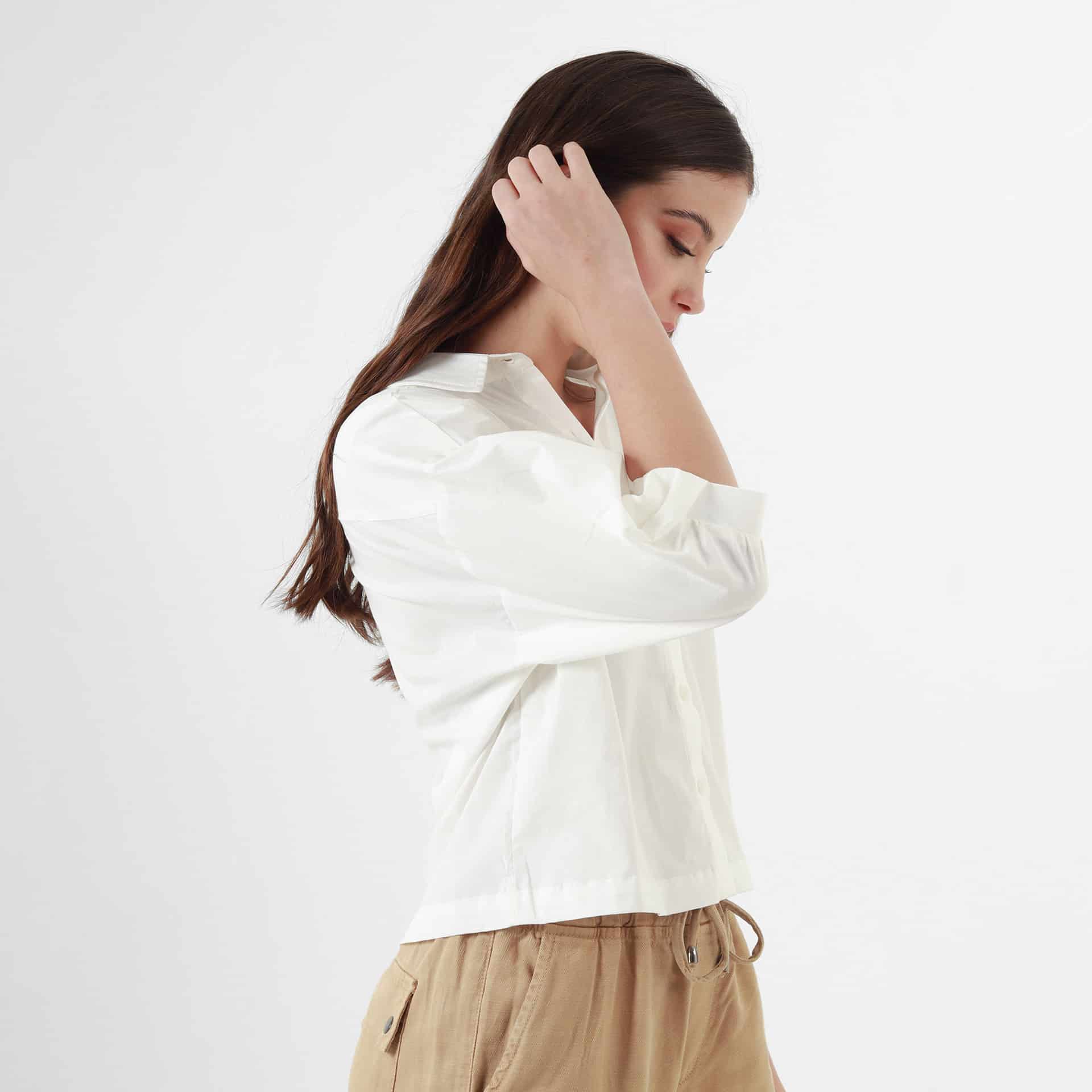 Blusa Cuello Camisero Manga Al Codo - miniatura 4