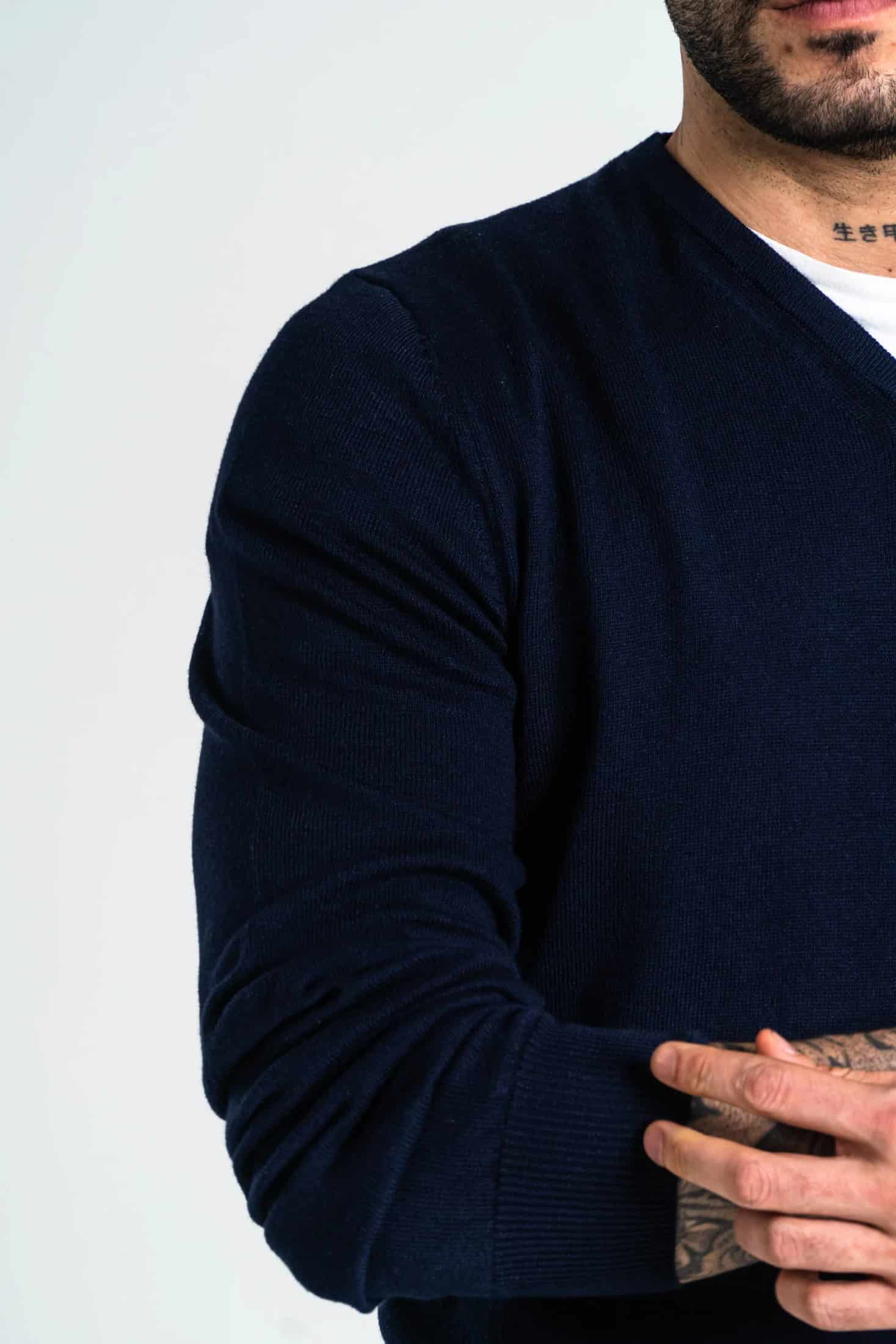 Saco Cuello V Algodón Azul Oscuro - miniatura 3