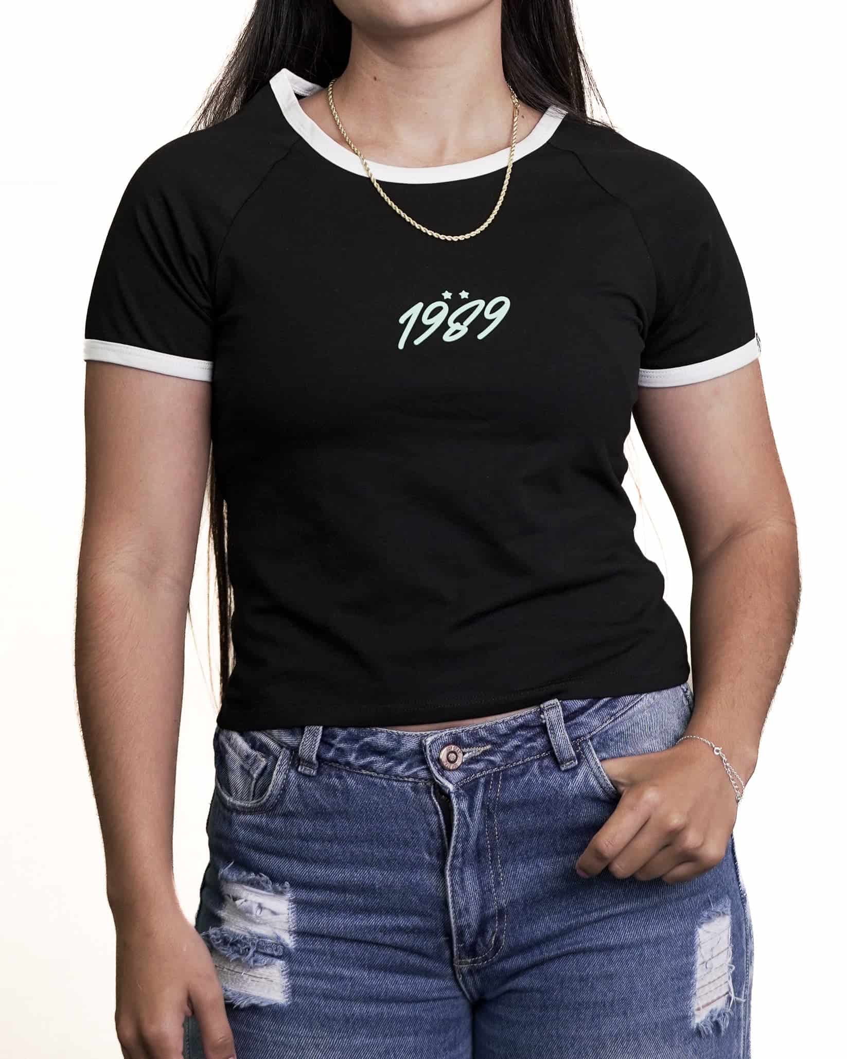 CAMISETA CROP NEGRA MUJER 1989 LPC - miniatura 1