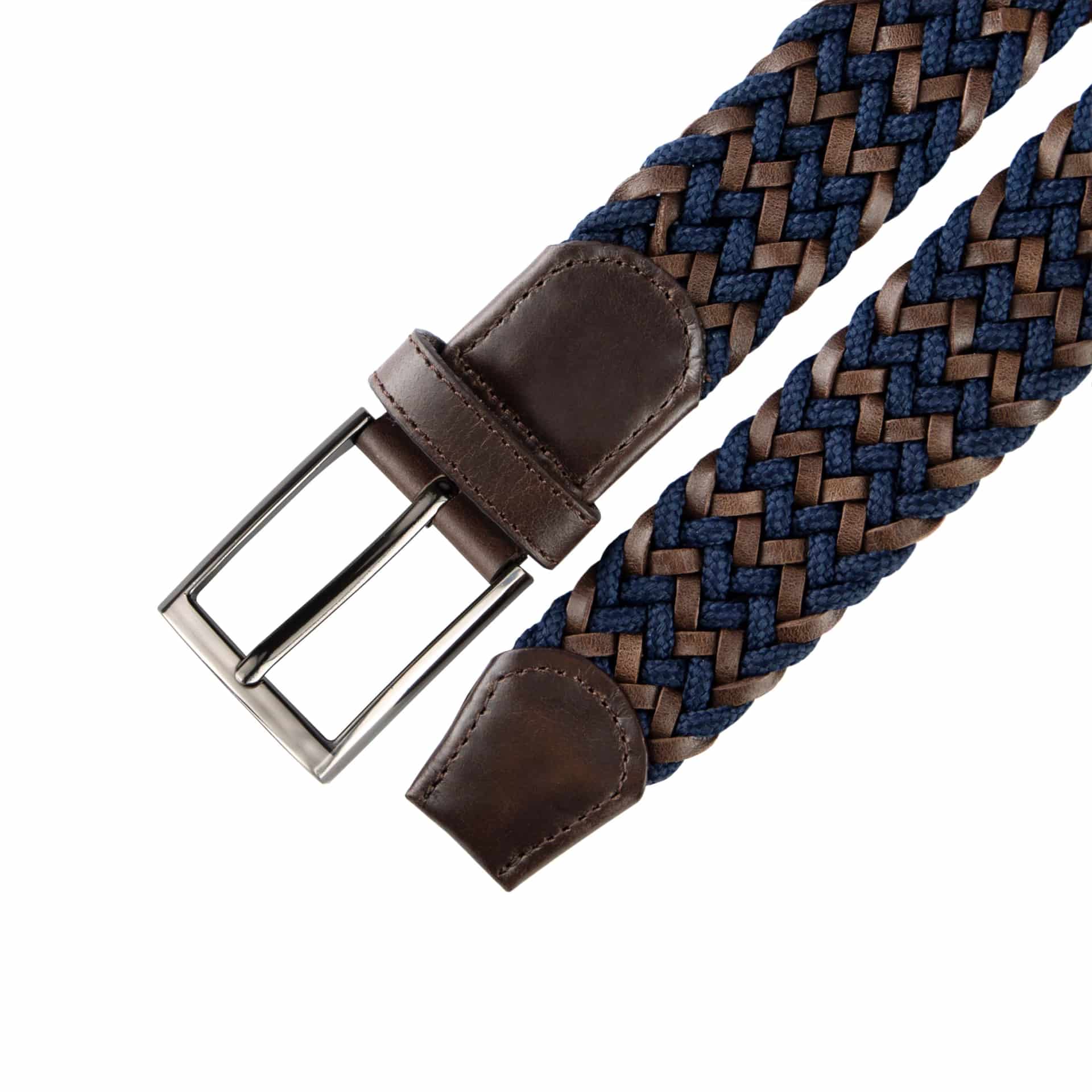 CINTURÓN LEATHER FUSION Azul-Café - miniatura 3