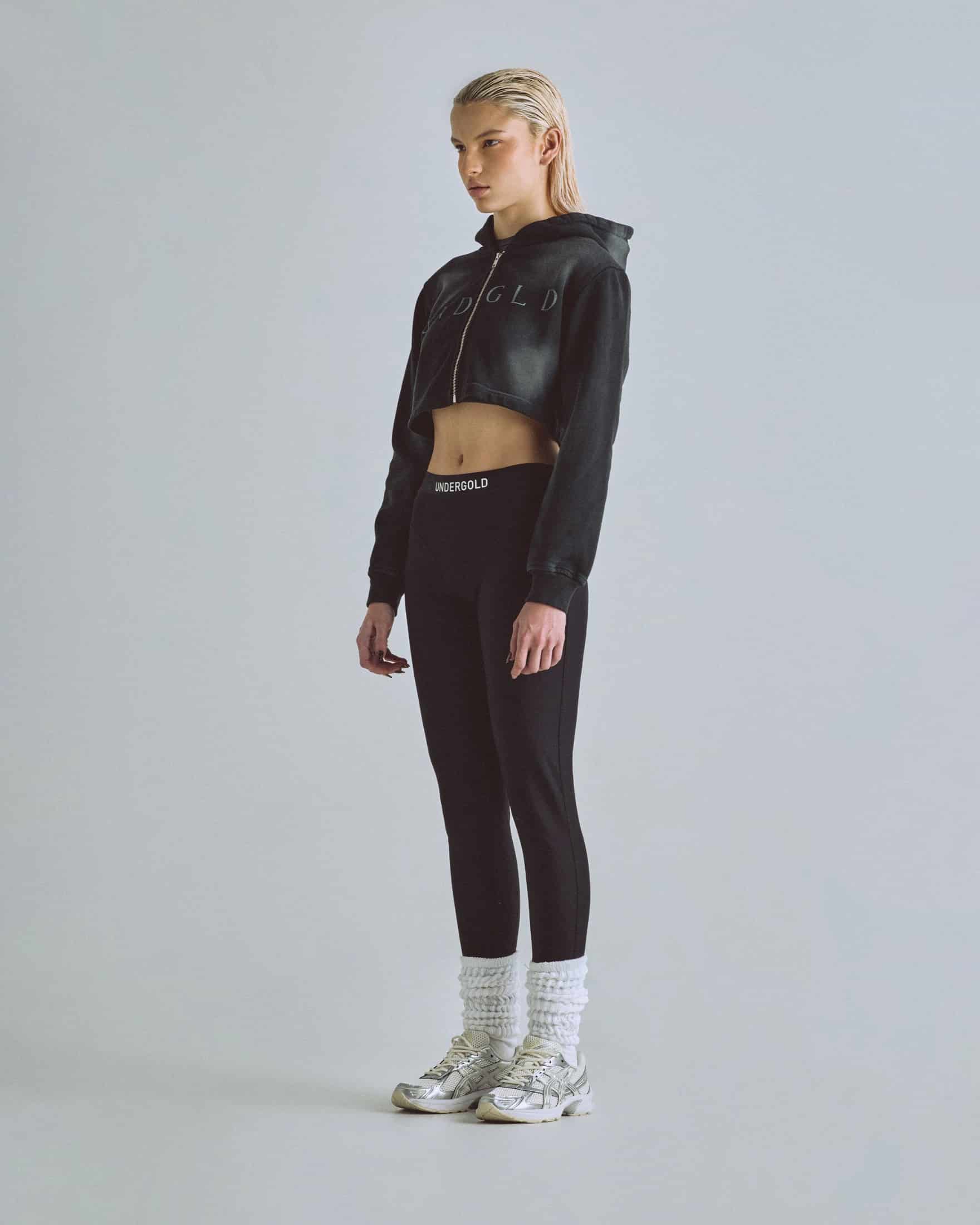 Eternal UNDGLD Slim Fit Zip Up Cropped Hoodie Smoky Black - miniatura 5