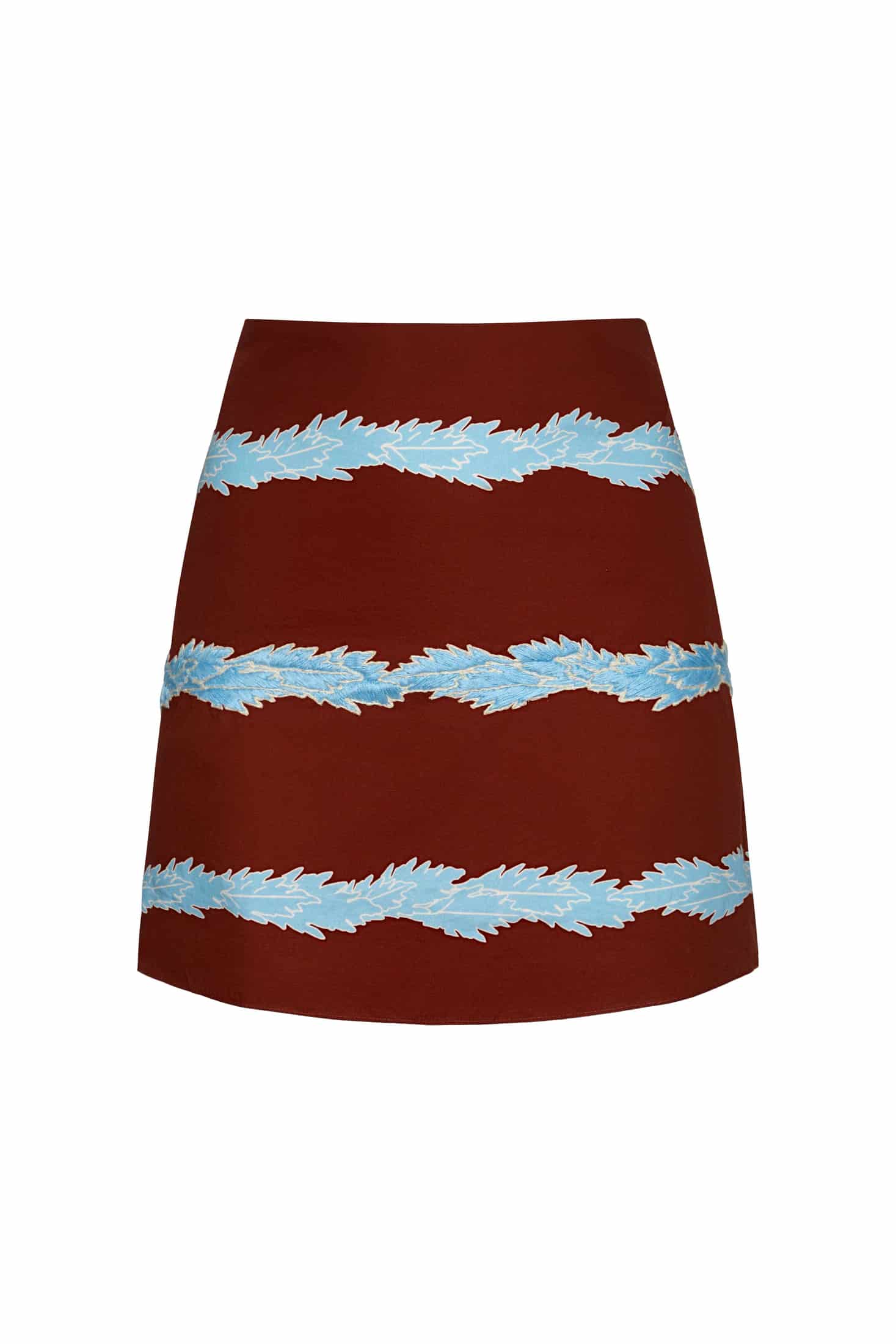 Carmelita Hand Embroidered Cotton Mini Skirt / Chocolate Striped Helechos - miniatura 1