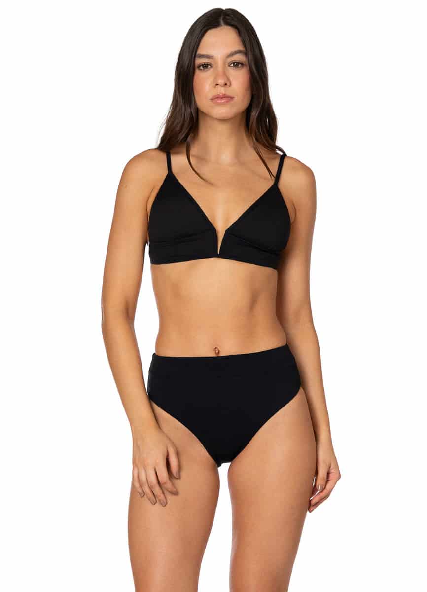 Maaji Jade Black Parade Long Line Triangle Bikini Top - miniatura 1