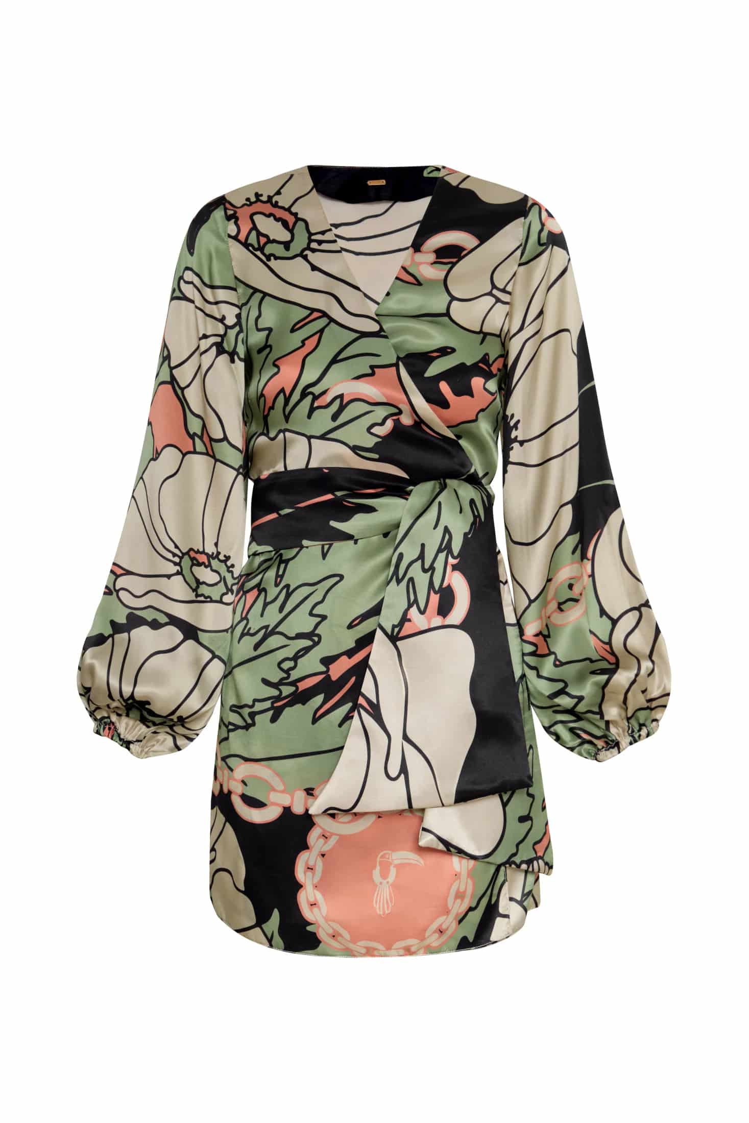 Tertulia Satin Silk Mini Dress / Sage Gladiolos Garden - miniatura 4