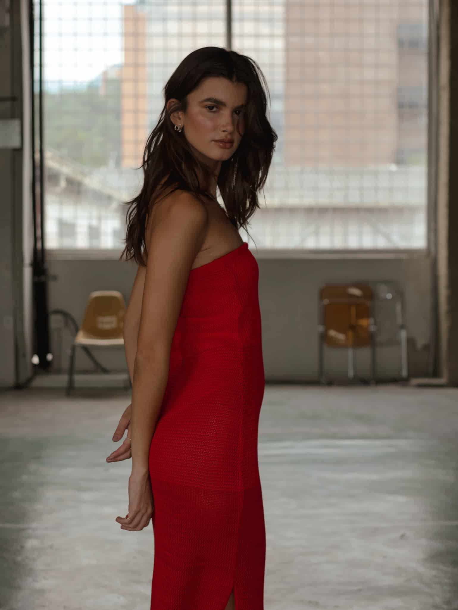 STRAPLESS BODYSUIT KNIT DRESS - ROBUST RED - miniatura 8