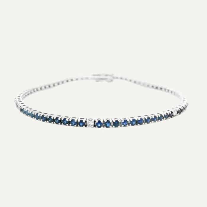 Pulsera Tennis 14k Zafiro Diamante - miniatura 1