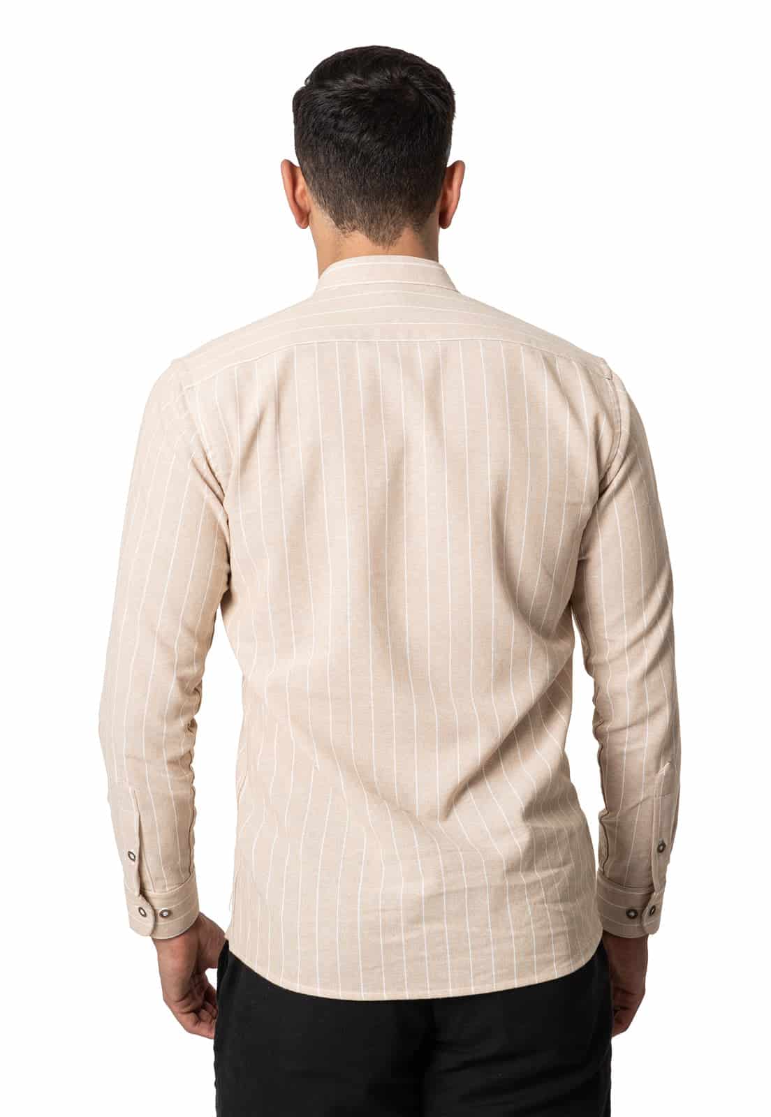 Camisa en Lino verde cuello neru a rayas - miniatura 3