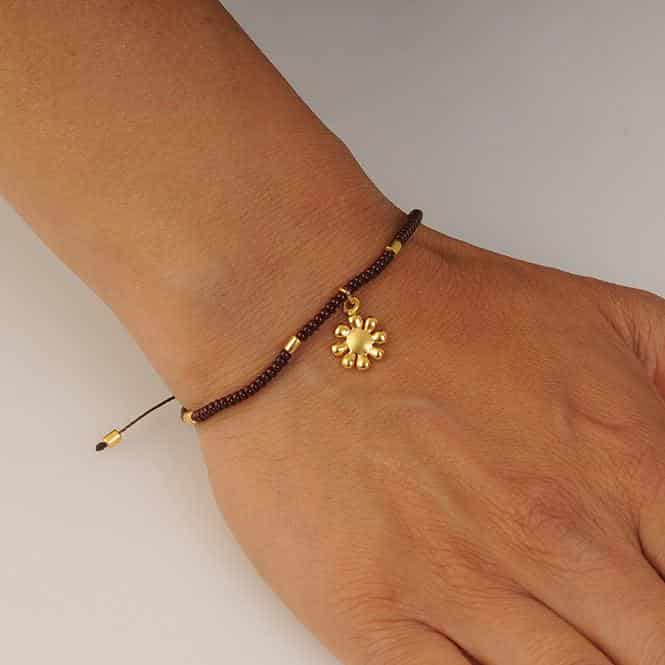 Pulsera Cristal Checo Mini Café y Dije Mini Pectoral Nariño - miniatura 2