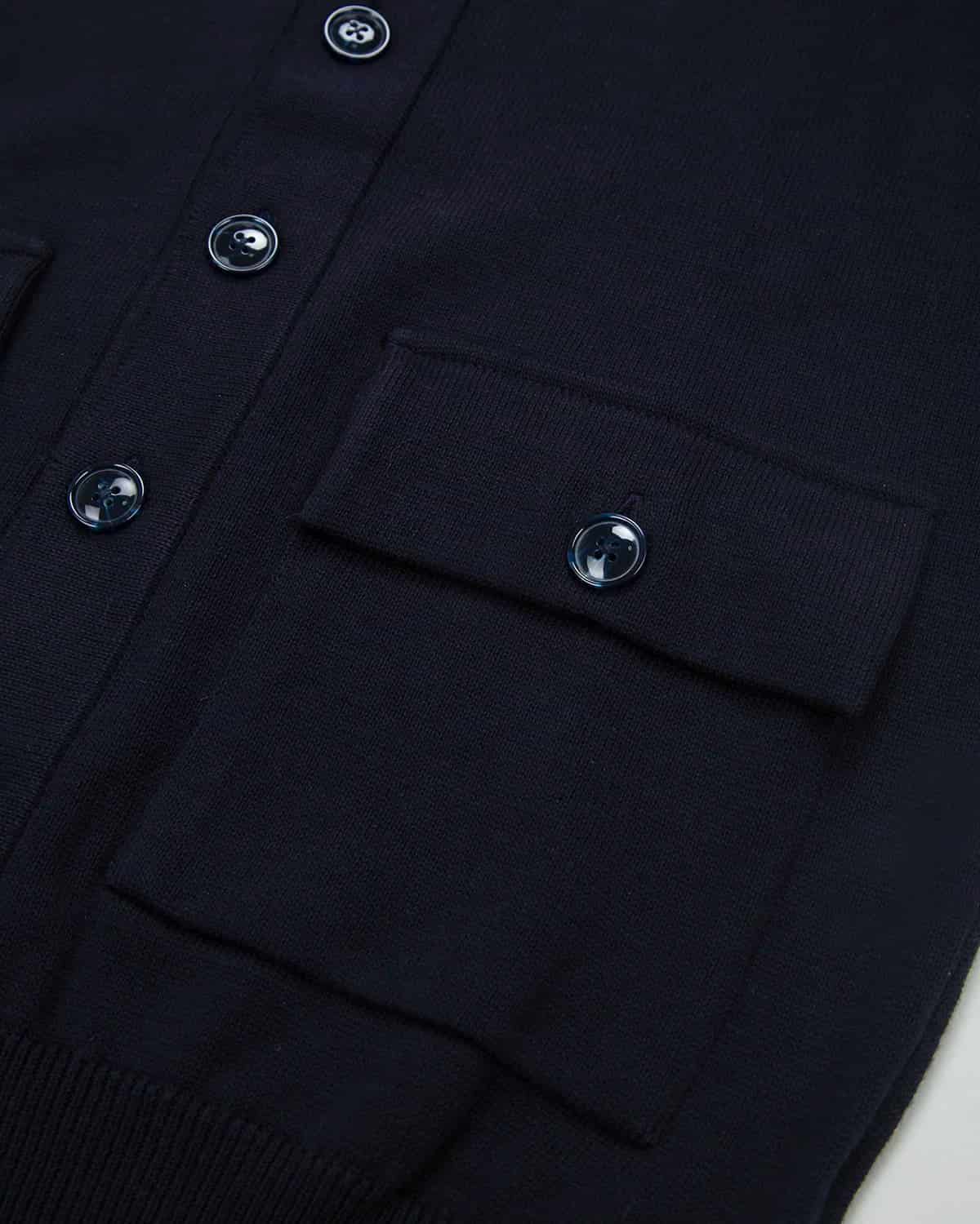 Chaqueta Punto Botón Algodón Azul Oscuro - miniatura 3