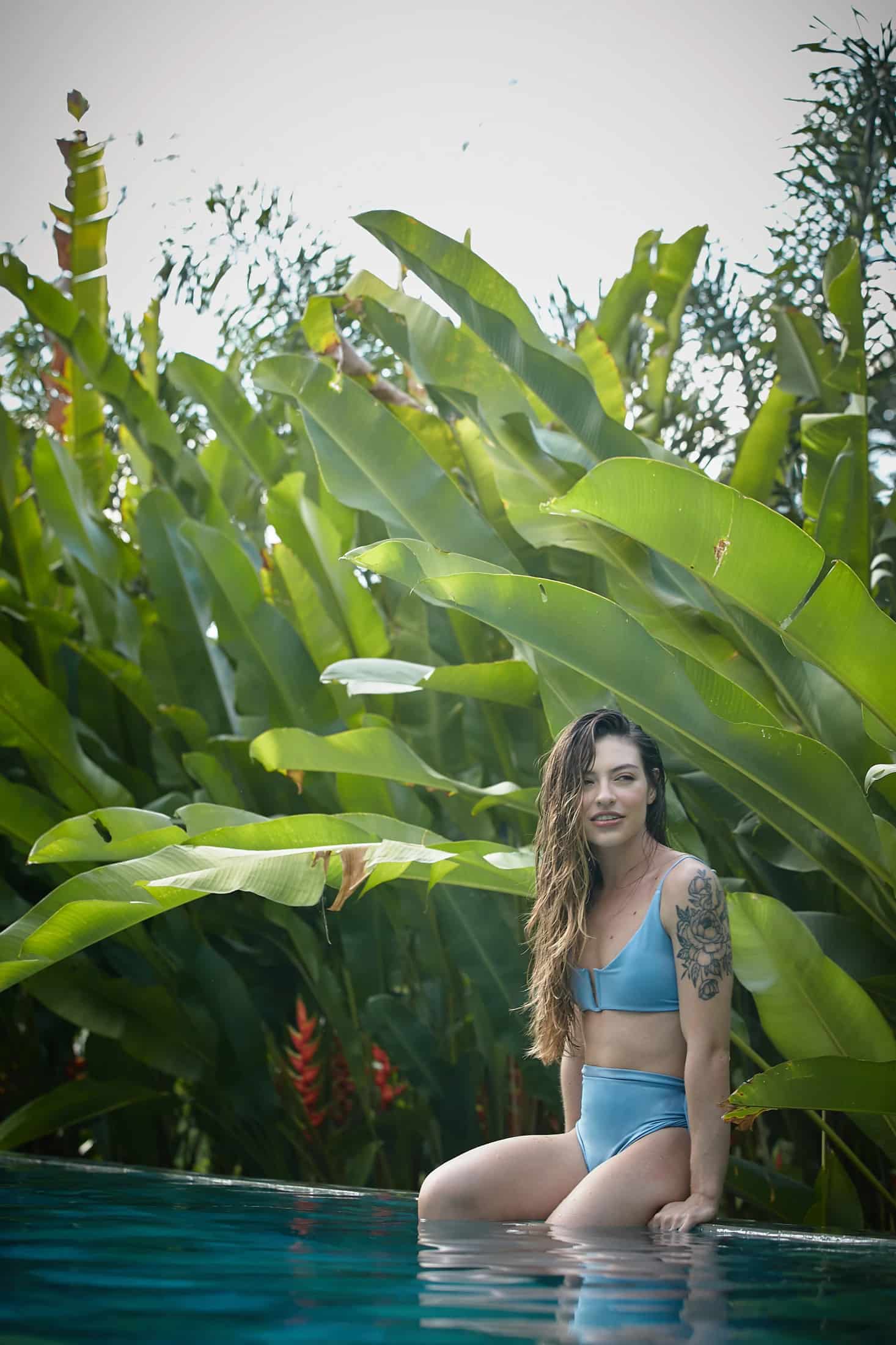 Vestido De Baño Tiro Alto Agua Azul - miniatura 2