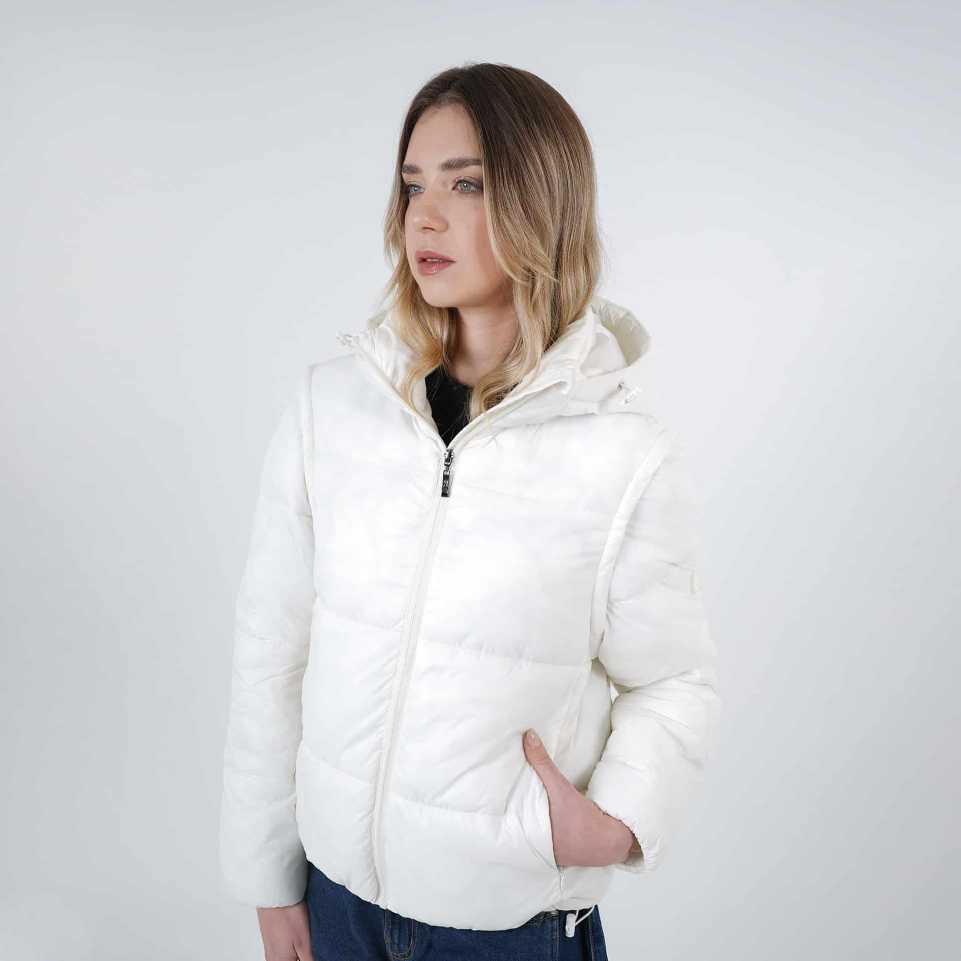Chaqueta acolchada dos en uno mangas removibles con capucha - miniatura 6