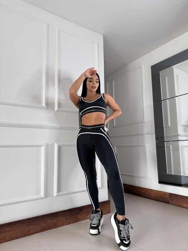 SET ALO NEGRO LEGGINS LINEA BLANCA - miniatura 1