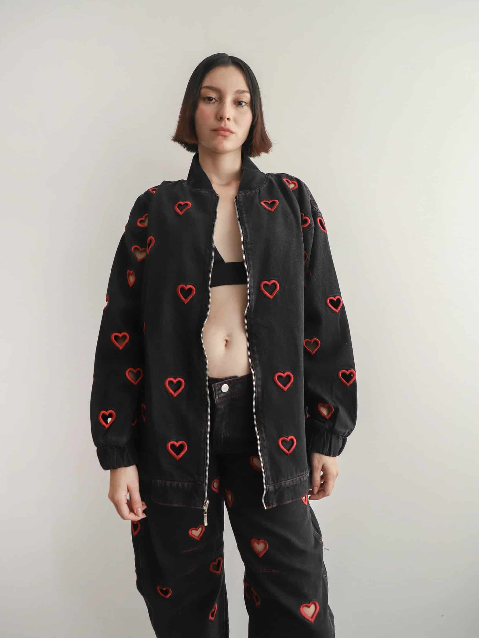 Bomber Hearts Jacket Black - miniatura 3
